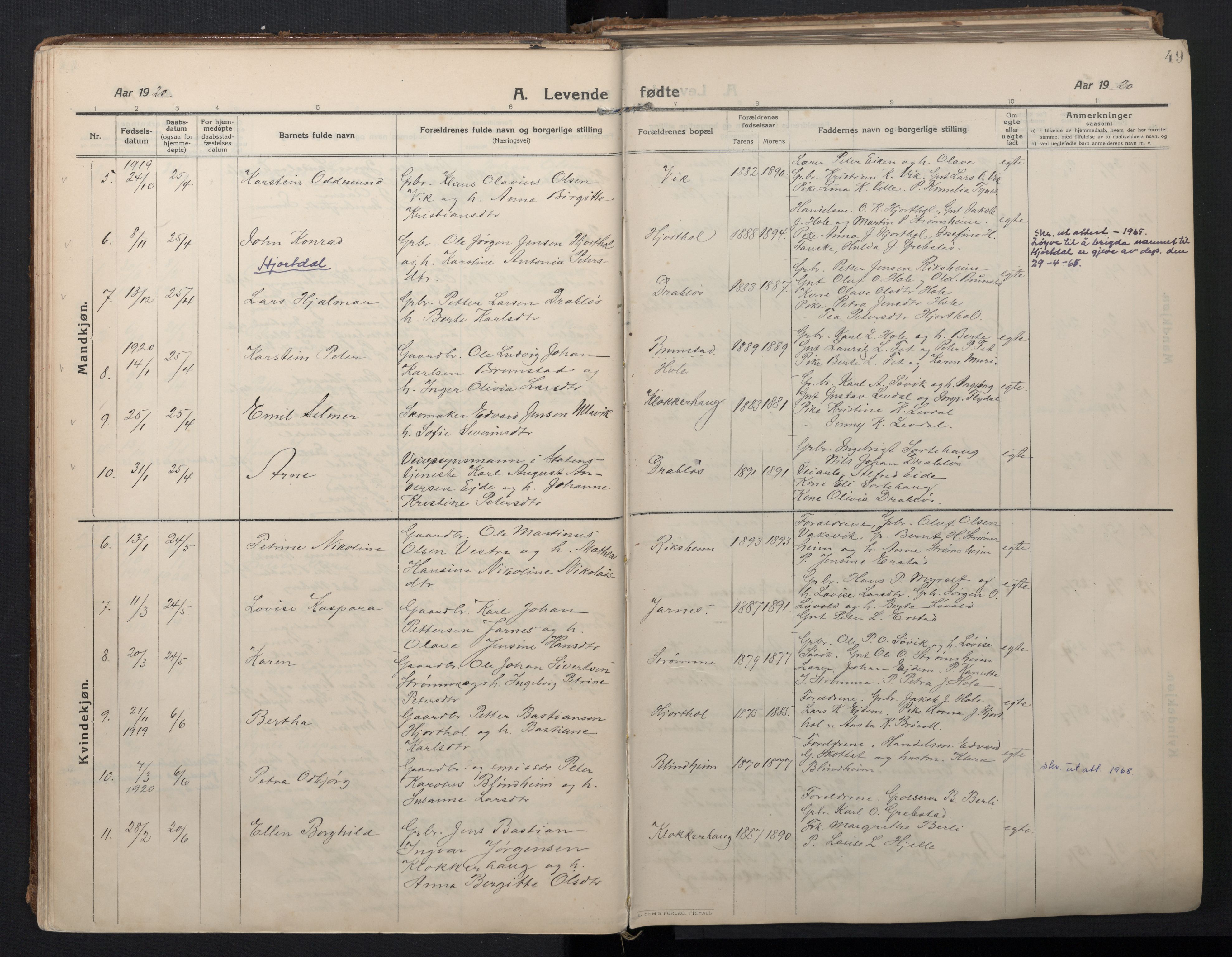 Ministerialprotokoller, klokkerbøker og fødselsregistre - Møre og Romsdal, AV/SAT-A-1454/523/L0337: Parish register (official) no. 523A04, 1911-1929, p. 49