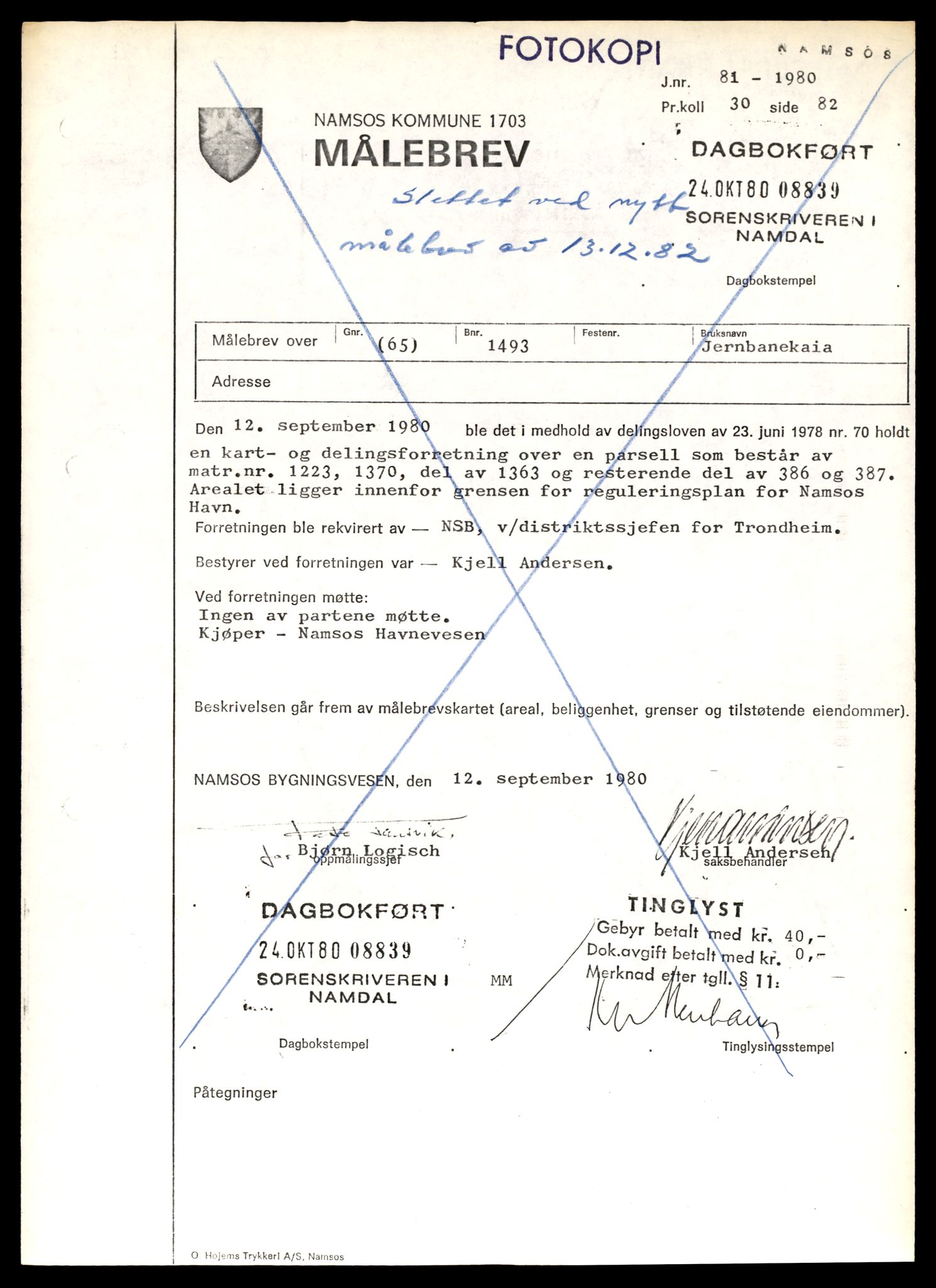 Norges statsbaner (NSB) - Trondheim distrikt, SAT/A-6436/0002/Dd/L0819: --, 1936-1990, p. 1256