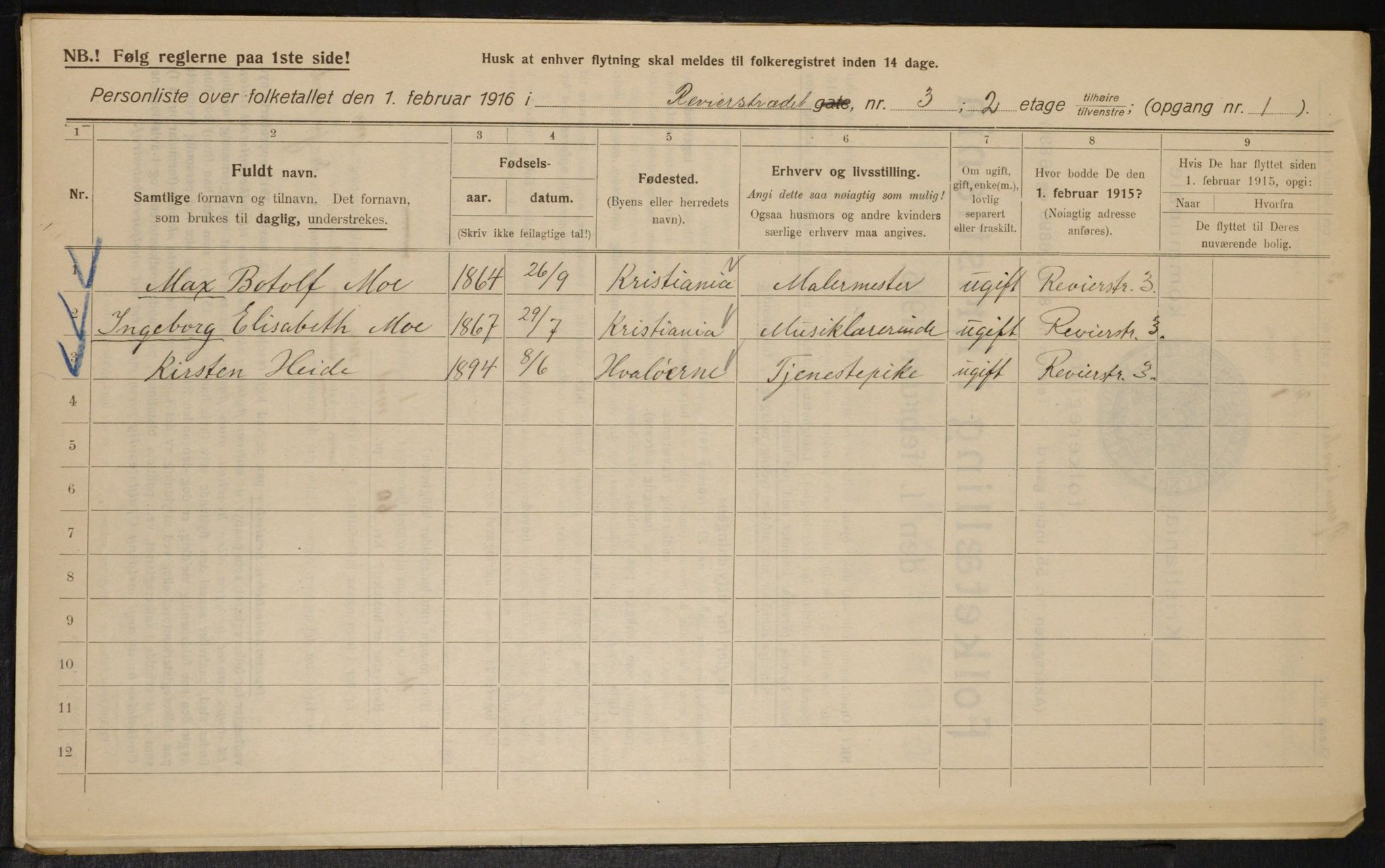 OBA, Municipal Census 1916 for Kristiania, 1916, p. 85028