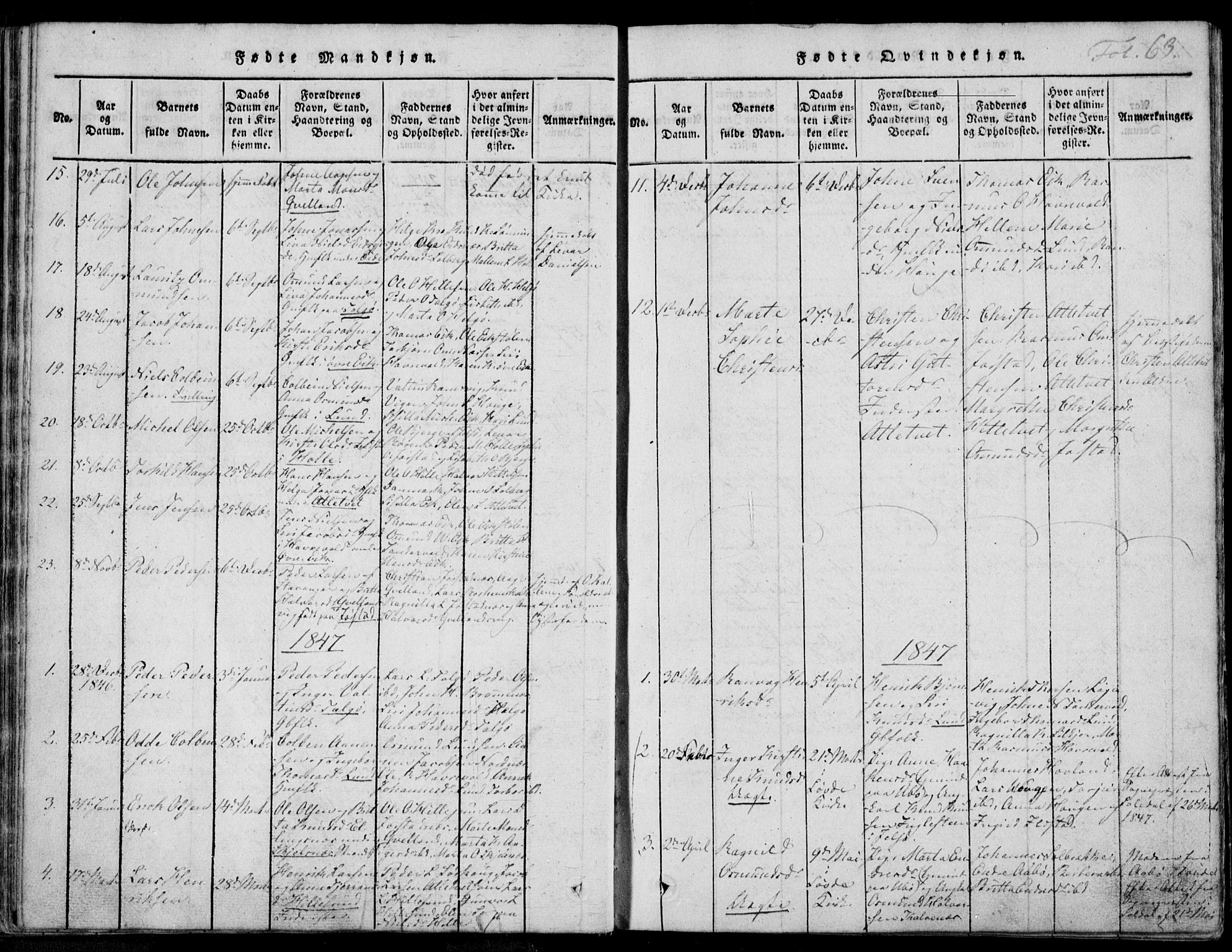 Nedstrand sokneprestkontor, AV/SAST-A-101841/01/IV: Parish register (official) no. A 7, 1816-1870, p. 63