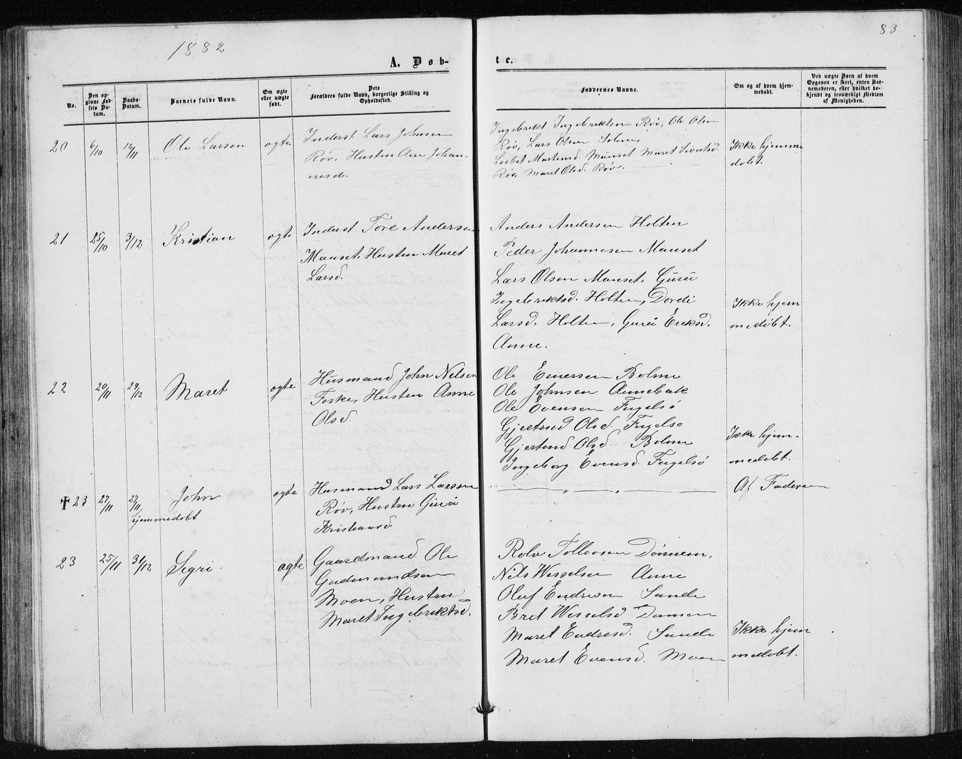 Ministerialprotokoller, klokkerbøker og fødselsregistre - Møre og Romsdal, AV/SAT-A-1454/597/L1064: Parish register (copy) no. 597C01, 1866-1898, p. 83