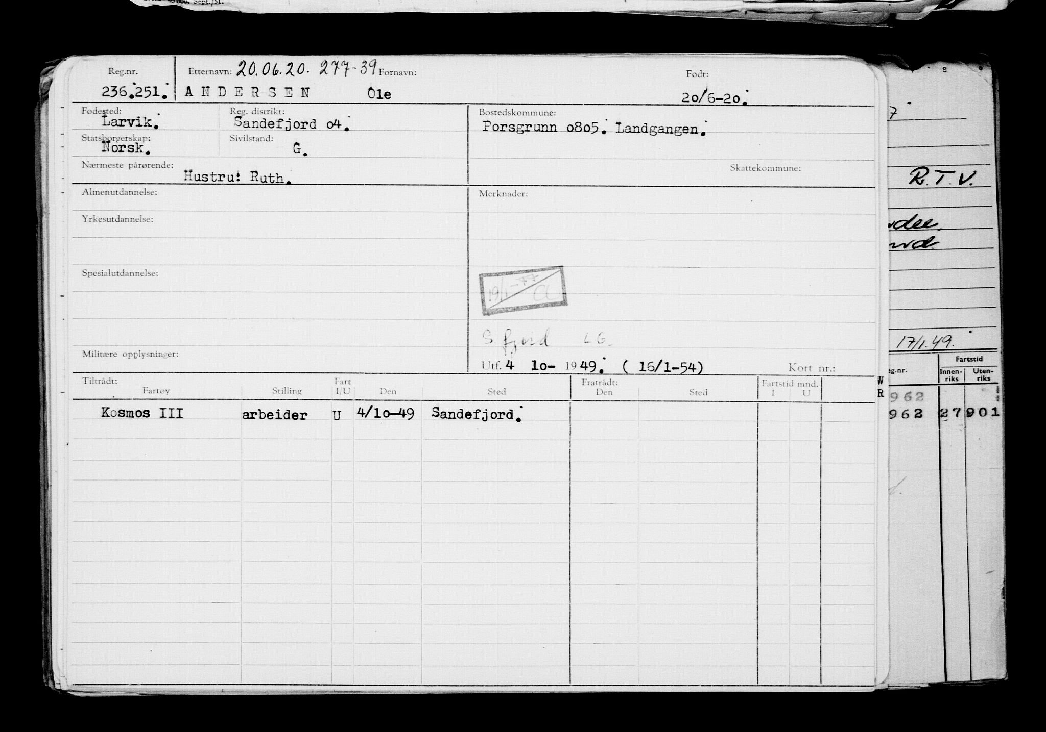 Direktoratet for sjømenn, AV/RA-S-3545/G/Gb/L0182: Hovedkort, 1920, p. 299