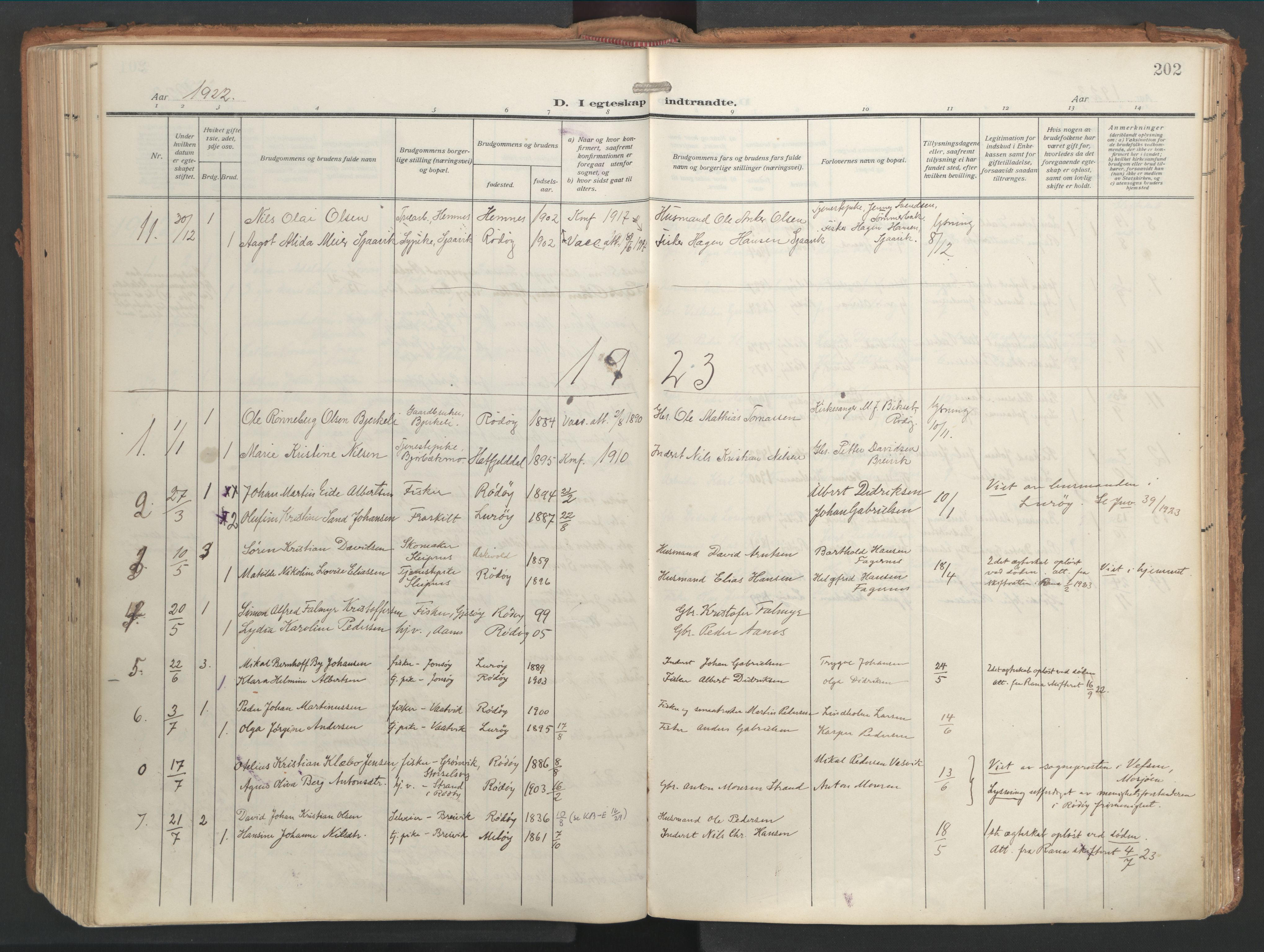 Ministerialprotokoller, klokkerbøker og fødselsregistre - Nordland, SAT/A-1459/841/L0614: Parish register (official) no. 841A17, 1911-1925, p. 202