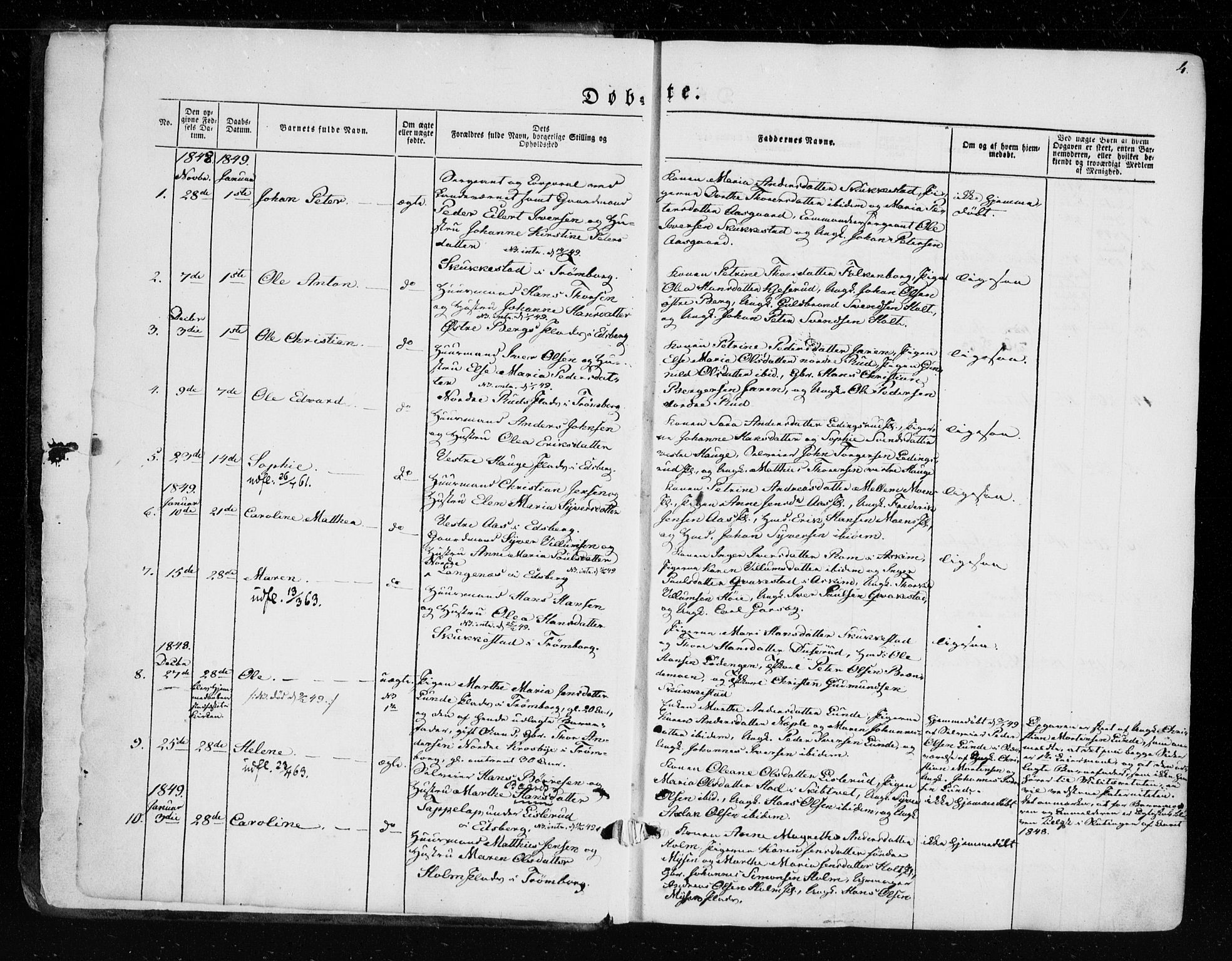 Eidsberg prestekontor Kirkebøker, SAO/A-10905/F/Fa/L0009: Parish register (official) no. I 9, 1849-1856, p. 4