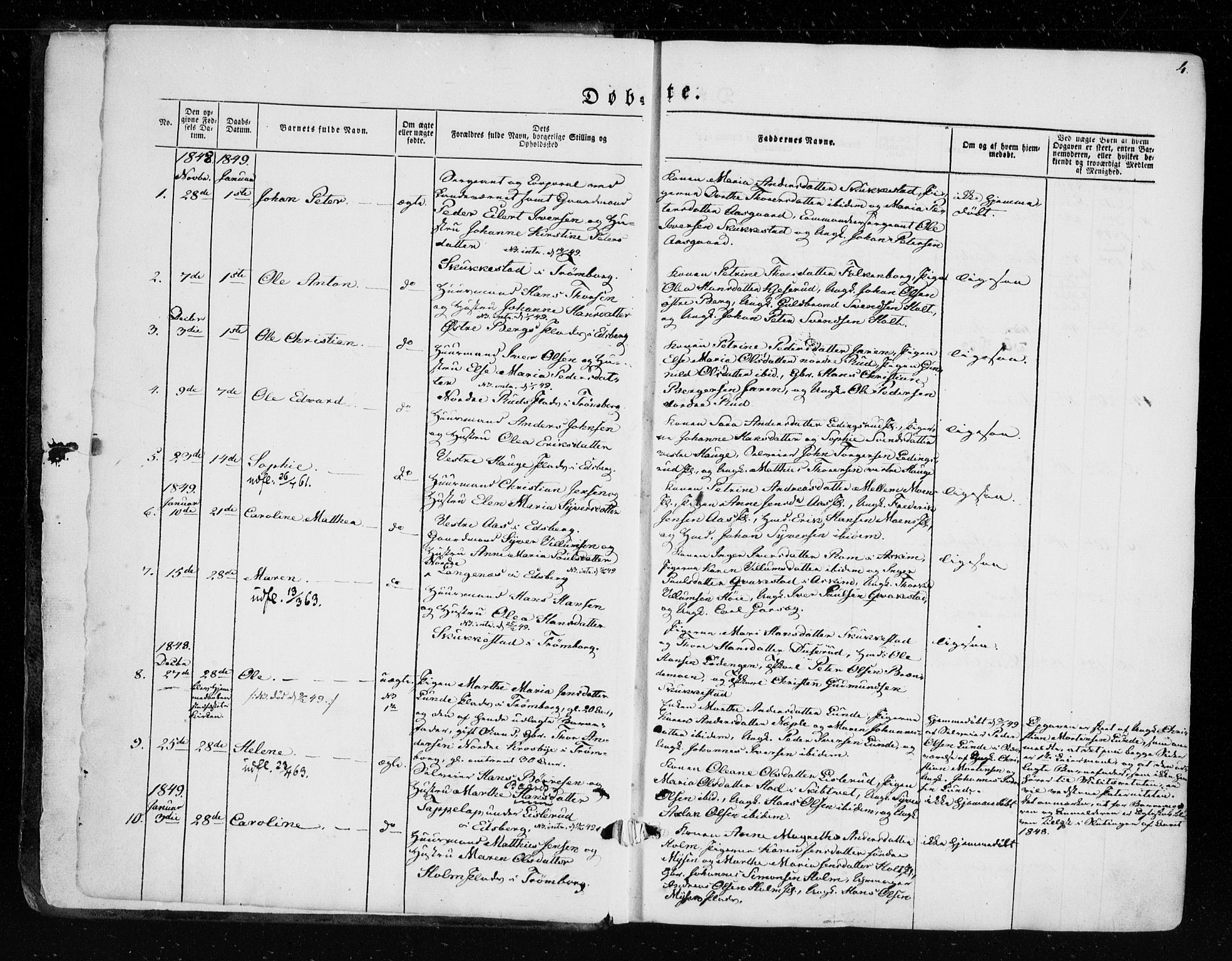 Eidsberg prestekontor Kirkebøker, AV/SAO-A-10905/F/Fa/L0009: Parish register (official) no. I 9, 1849-1856, p. 4