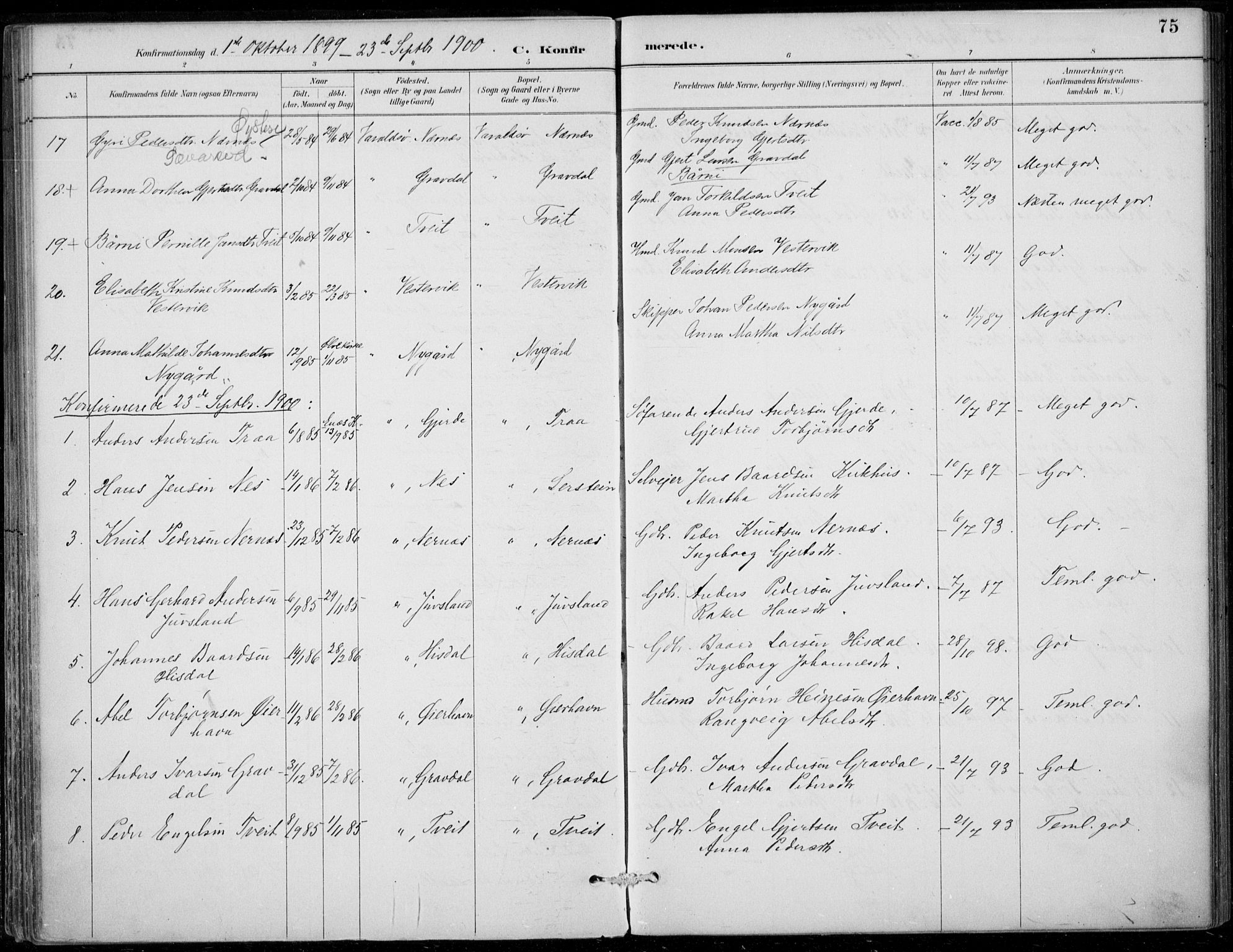 Strandebarm sokneprestembete, SAB/A-78401/H/Haa: Parish register (official) no. D  1, 1886-1912, p. 75