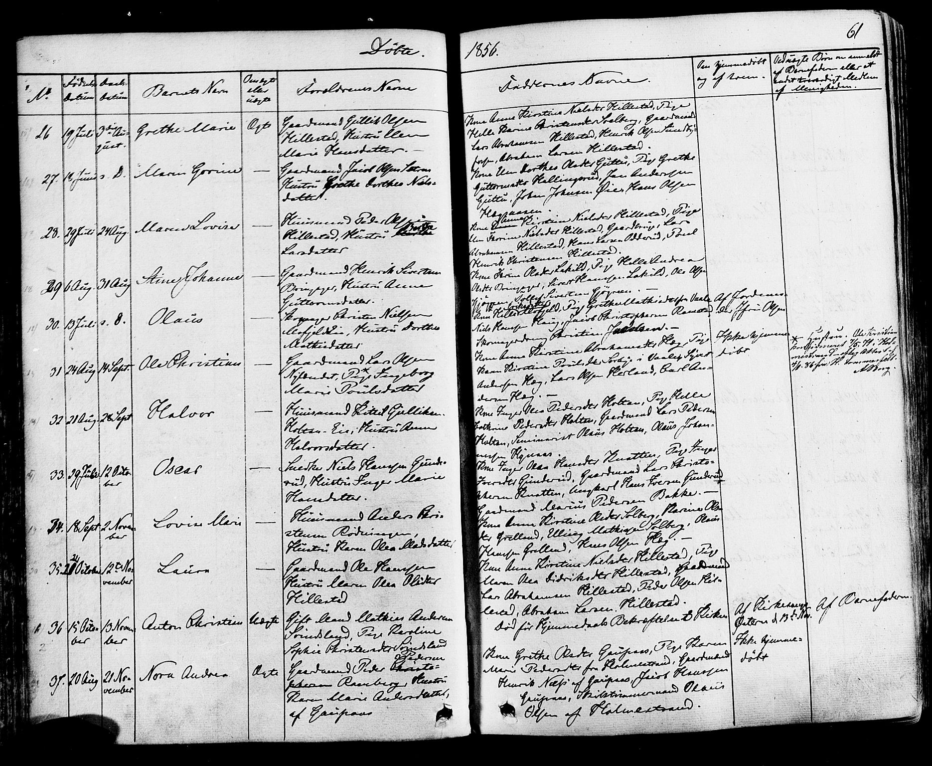 Botne kirkebøker, AV/SAKO-A-340/F/Fa/L0006: Parish register (official) no. I 6, 1836-1877, p. 61