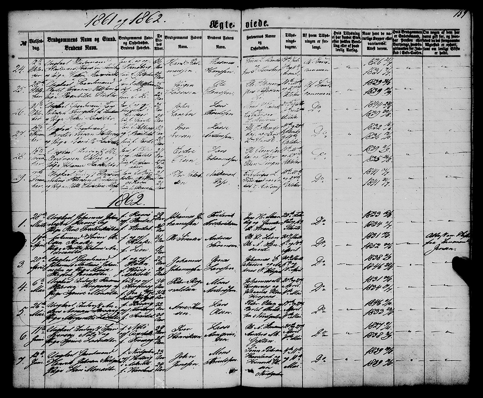 Gulen sokneprestembete, AV/SAB-A-80201/H/Haa/Haaa/L0022: Parish register (official) no. A 22, 1859-1869, p. 159