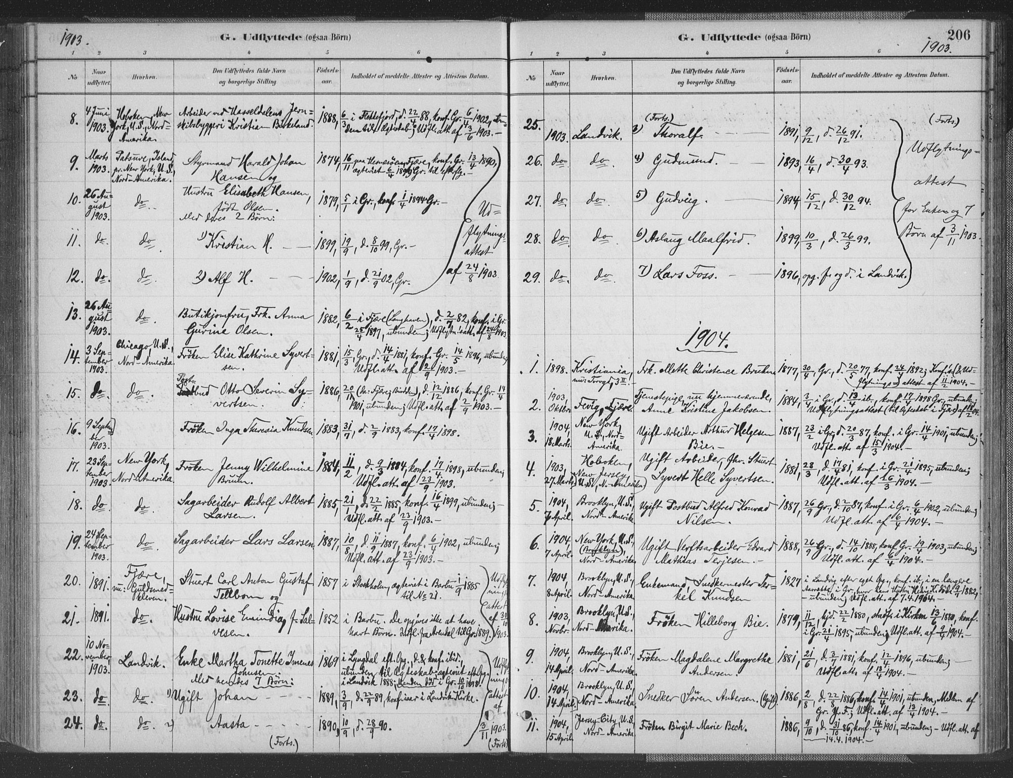 Grimstad sokneprestkontor, SAK/1111-0017/F/Fa/L0004: Parish register (official) no. A 3, 1882-1910, p. 206