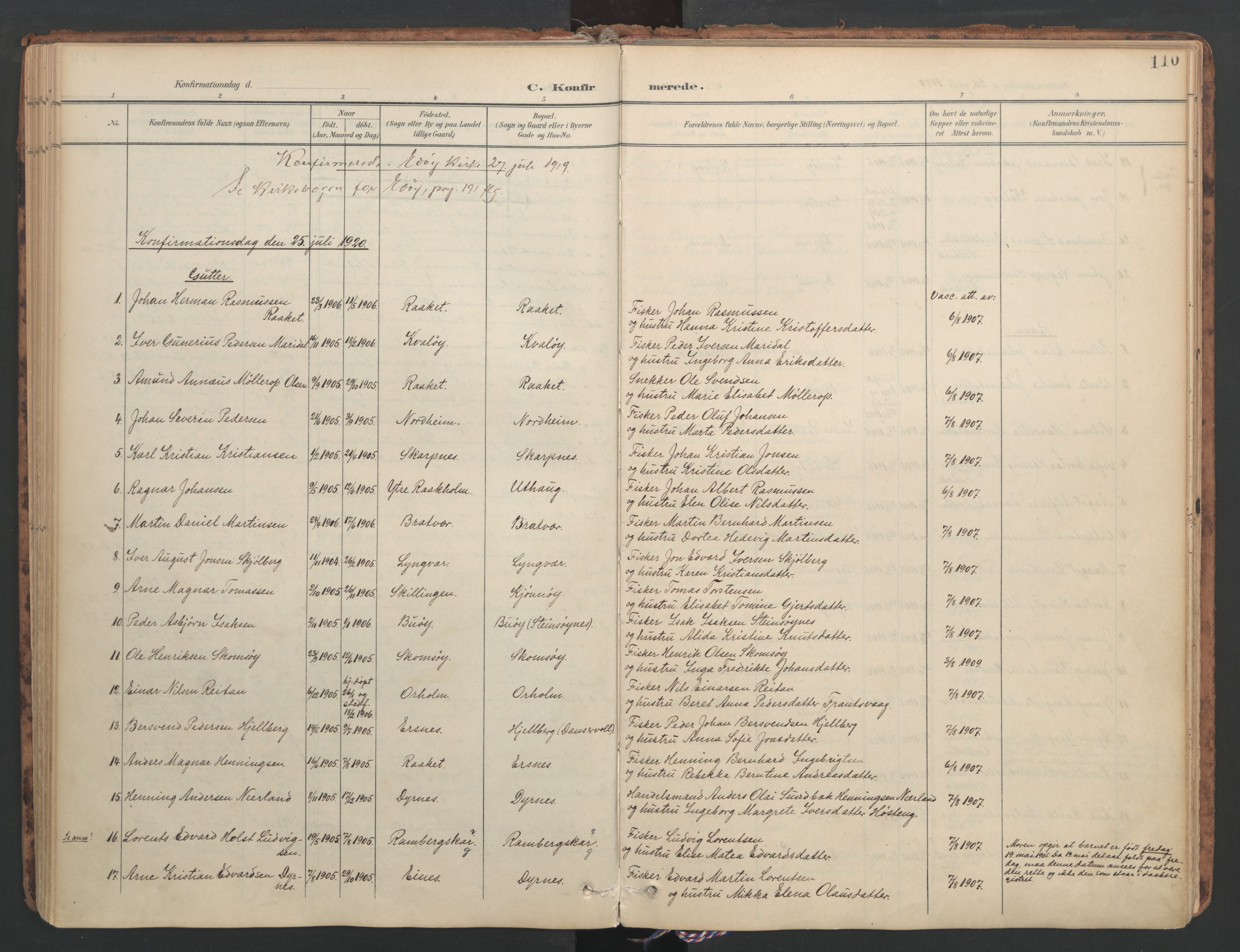 Ministerialprotokoller, klokkerbøker og fødselsregistre - Møre og Romsdal, SAT/A-1454/582/L0948: Parish register (official) no. 582A02, 1901-1922, p. 110