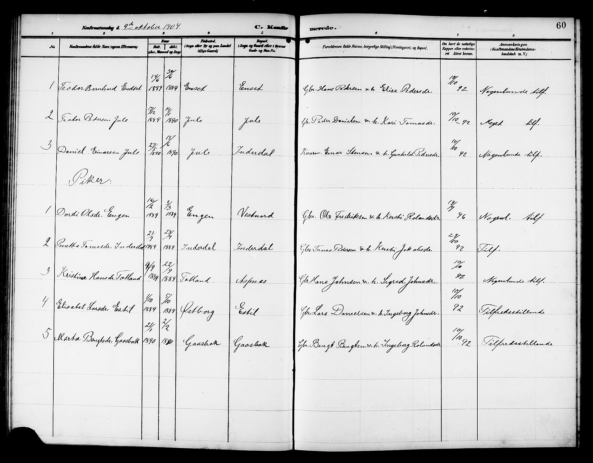 Ministerialprotokoller, klokkerbøker og fødselsregistre - Nord-Trøndelag, AV/SAT-A-1458/757/L0506: Parish register (copy) no. 757C01, 1904-1922, p. 60