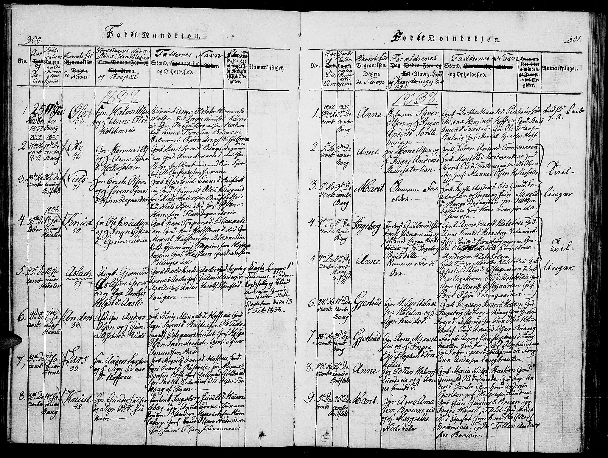 Sør-Aurdal prestekontor, SAH/PREST-128/H/Ha/Haa/L0003: Parish register (official) no. 3, 1825-1840, p. 300-301