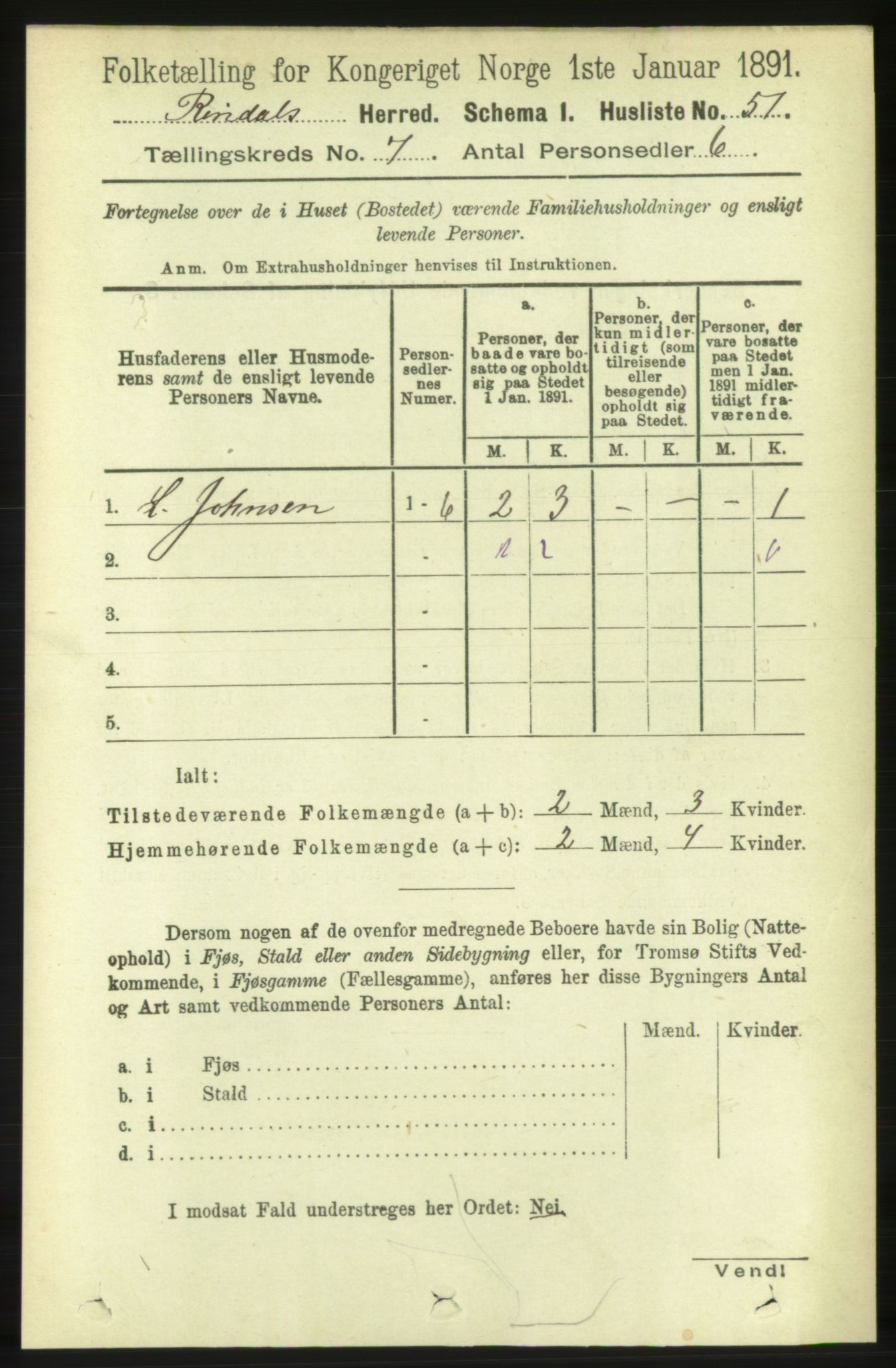 RA, 1891 census for 1567 Rindal, 1891, p. 2014