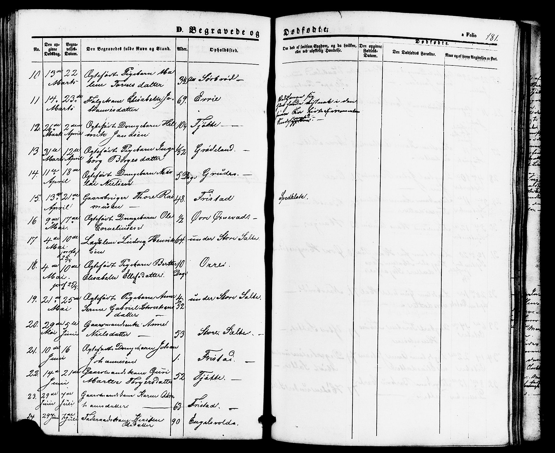 Klepp sokneprestkontor, AV/SAST-A-101803/001/3/30BB/L0002: Parish register (copy) no. B 2, 1860-1875, p. 181