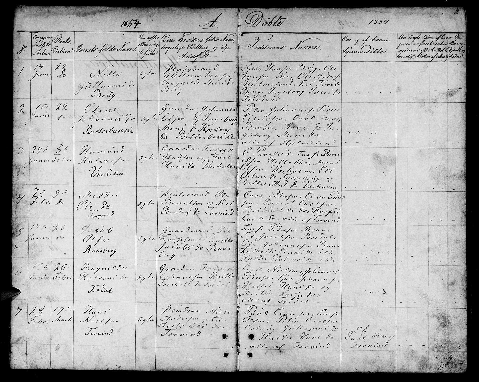 Lavik sokneprestembete, SAB/A-80901: Parish register (copy) no. A 1, 1854-1881, p. 2