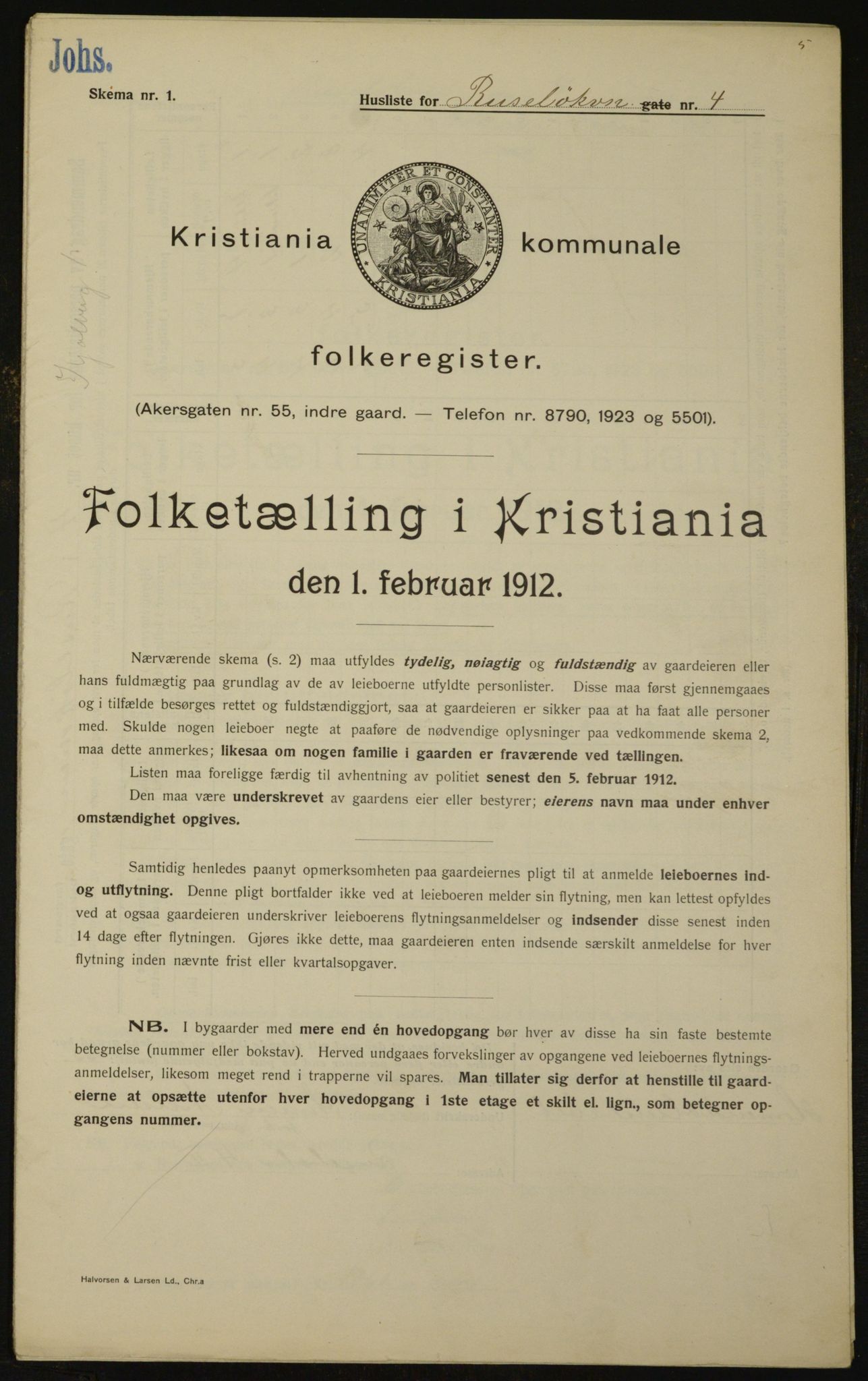 OBA, Municipal Census 1912 for Kristiania, 1912, p. 84822