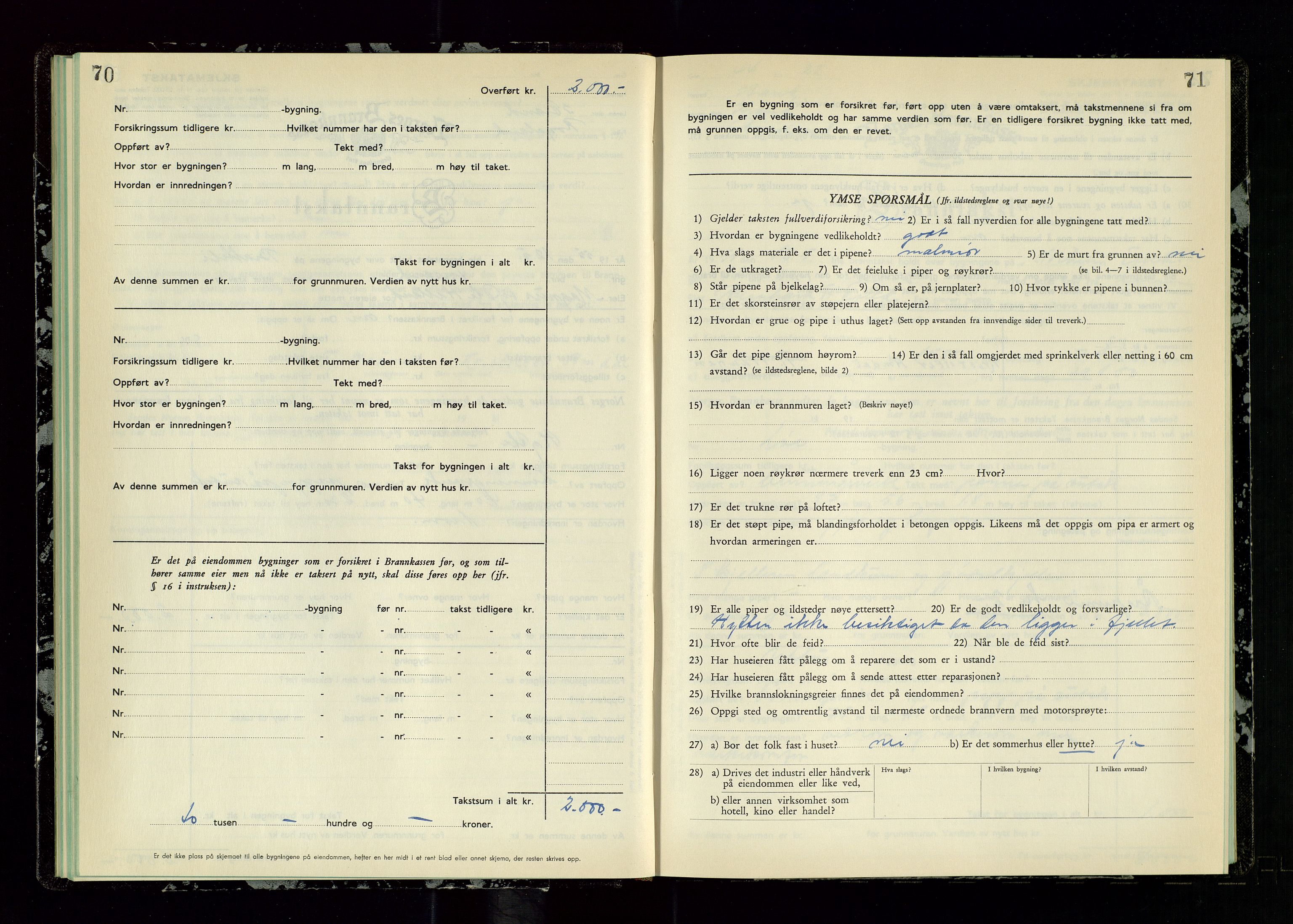 Strand og Forsand lensmannskontor, SAST/A-100451/Gob/L0003: Branntakstprotokoll, 1953-1955, p. 70-71