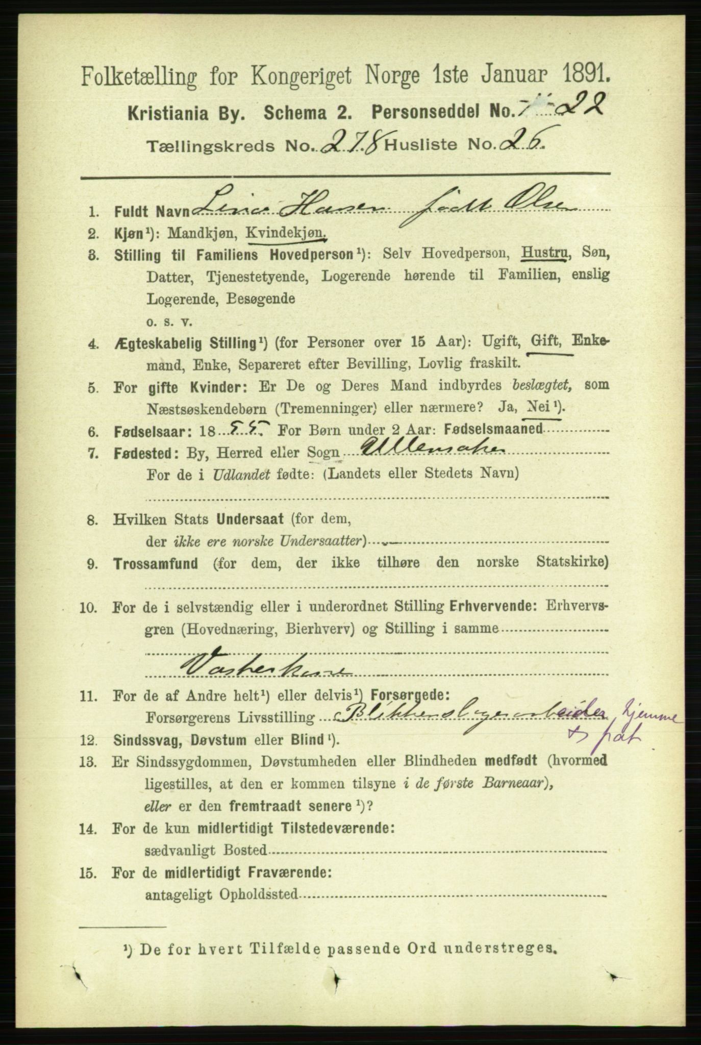 RA, 1891 census for 0301 Kristiania, 1891, p. 169276