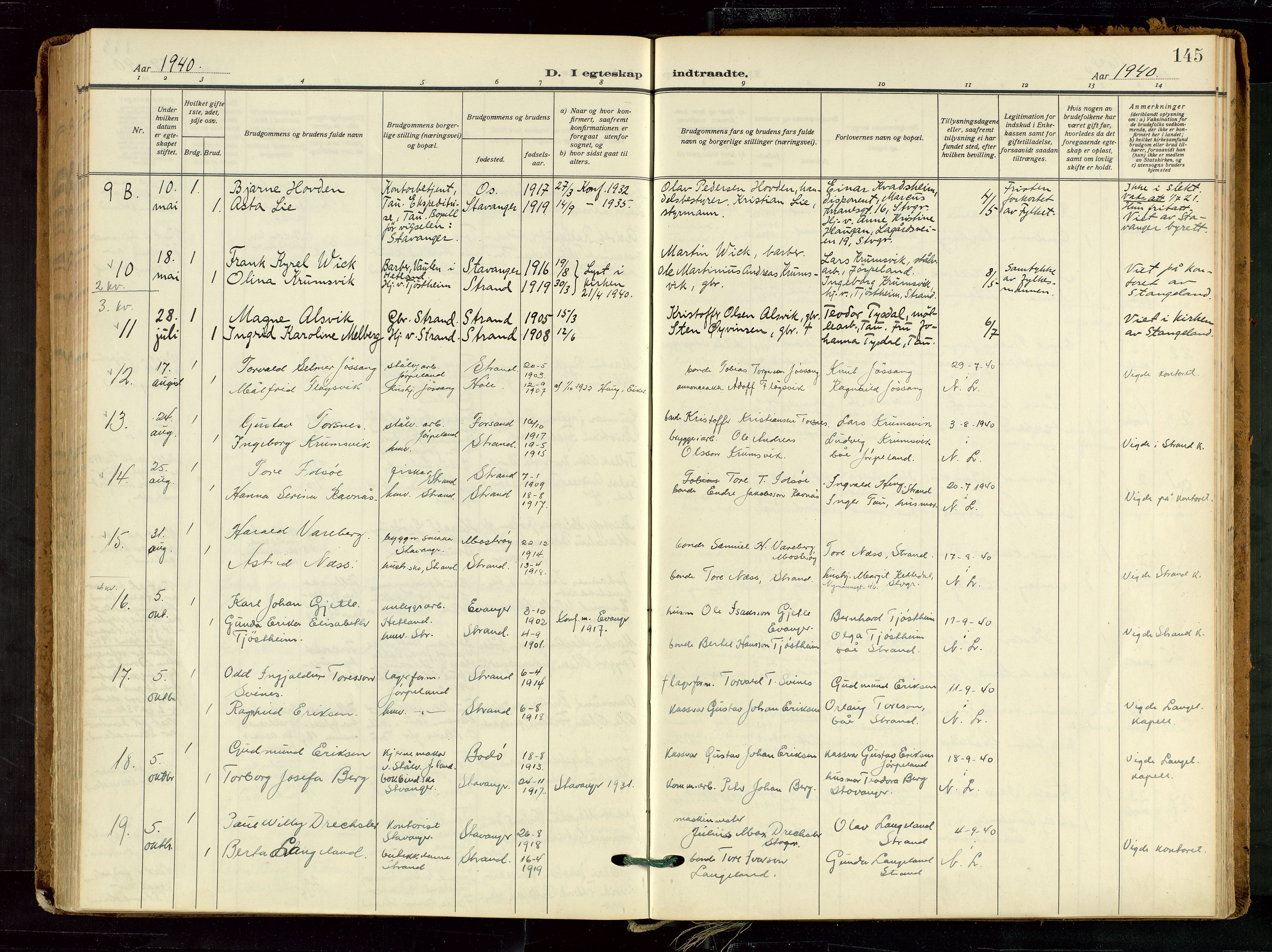 Strand sokneprestkontor, AV/SAST-A-101828/H/Ha/Haa/L0012: Parish register (official) no. A 12, 1927-1946, p. 145