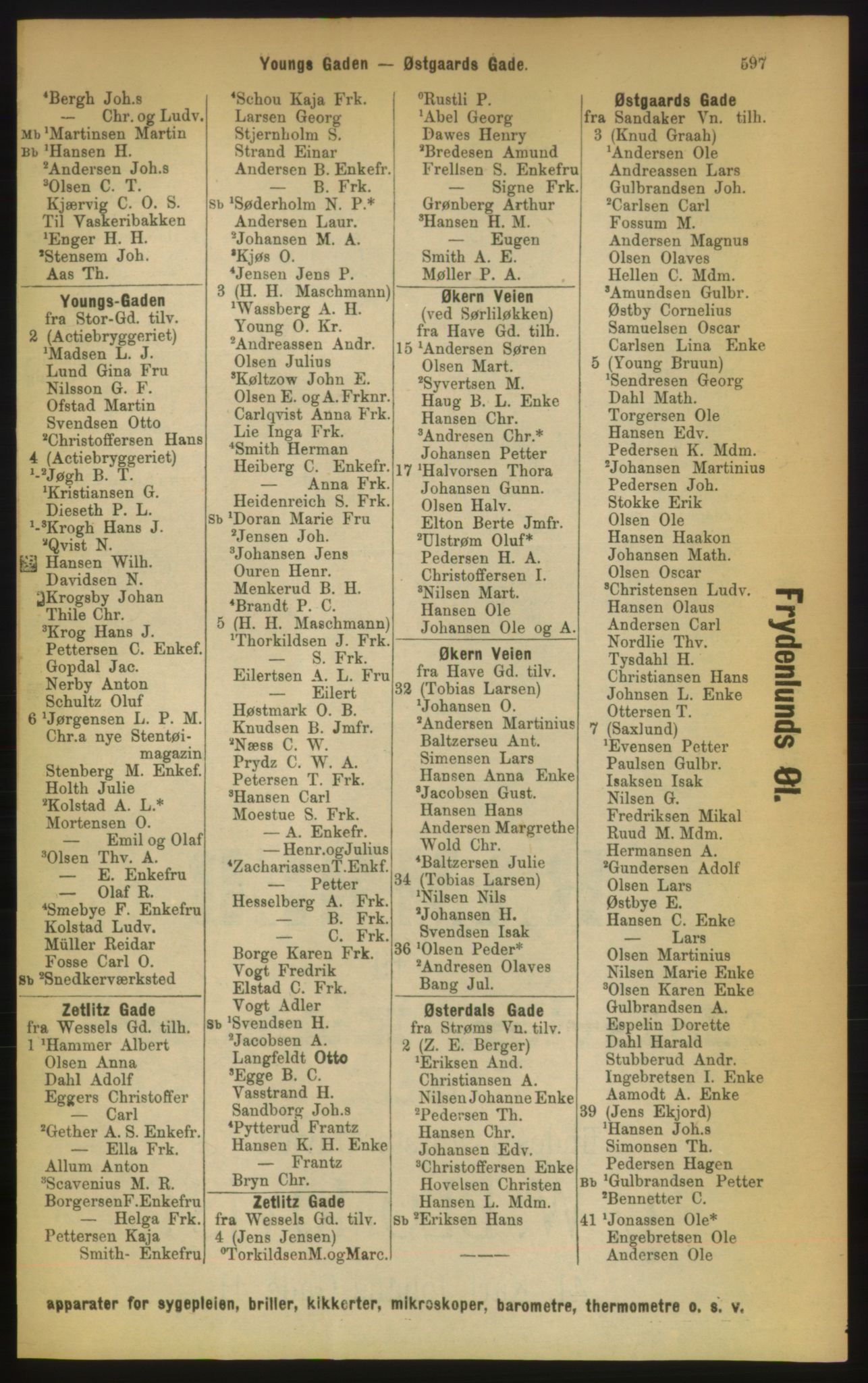 Kristiania/Oslo adressebok, PUBL/-, 1889, p. 597
