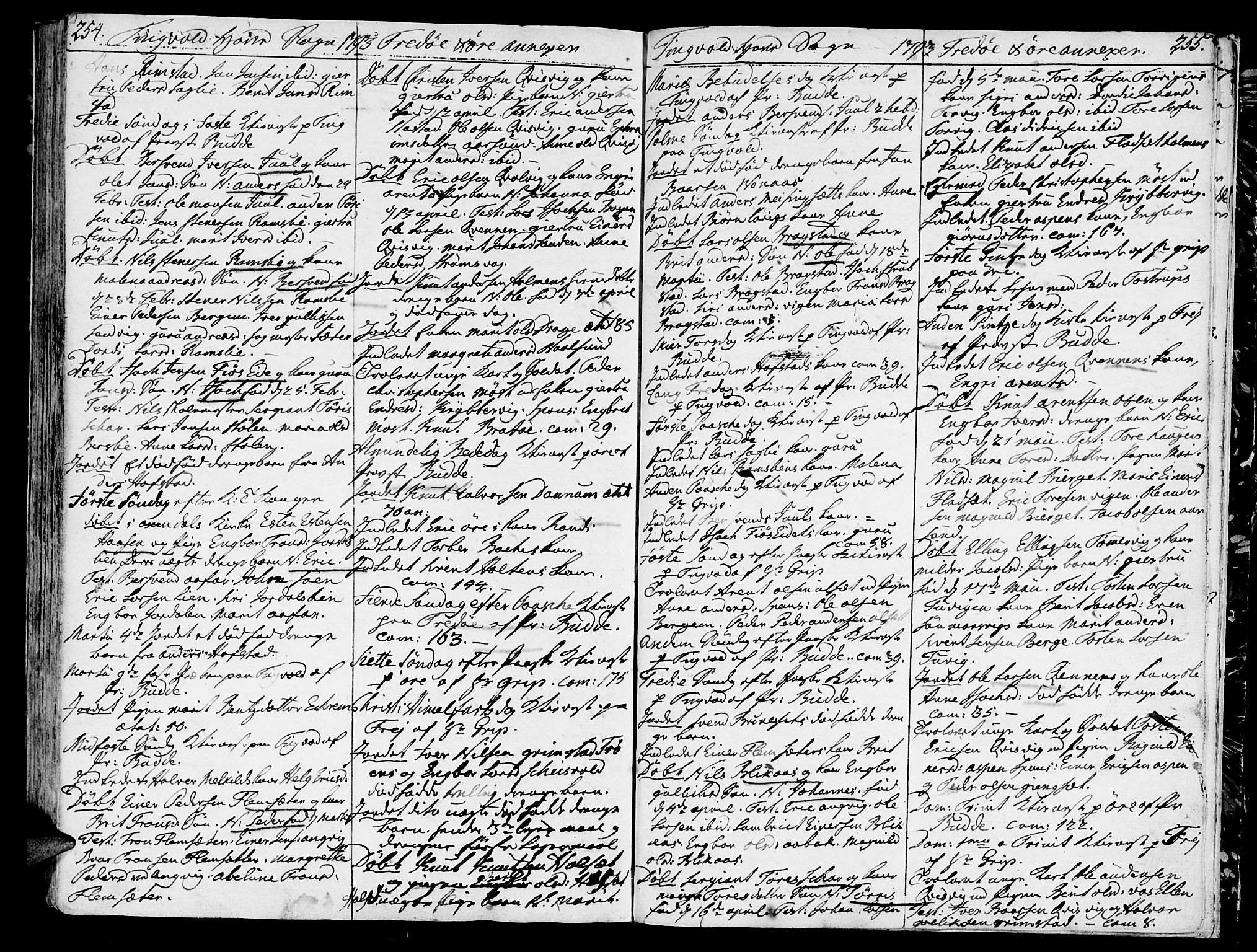 Ministerialprotokoller, klokkerbøker og fødselsregistre - Møre og Romsdal, AV/SAT-A-1454/586/L0980: Parish register (official) no. 586A06, 1776-1794, p. 254-255