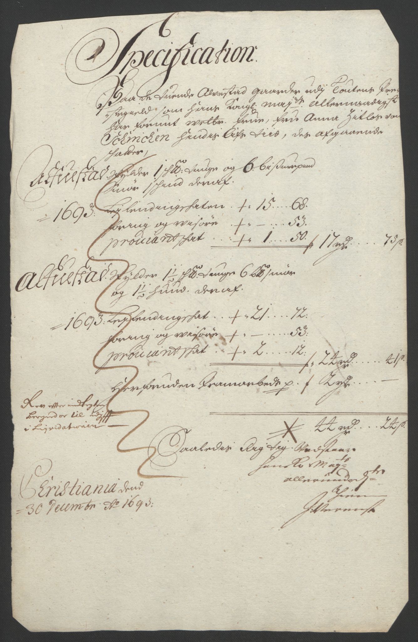 Rentekammeret inntil 1814, Reviderte regnskaper, Fogderegnskap, RA/EA-4092/R18/L1292: Fogderegnskap Hadeland, Toten og Valdres, 1693-1694, p. 157