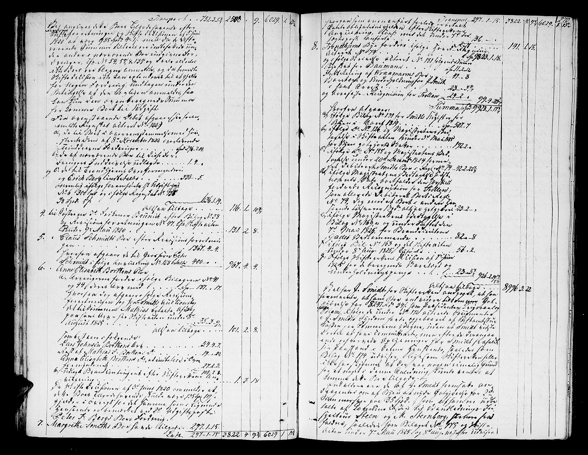 Trondheim byfogd, AV/SAT-A-0003/1/3/3A/L0027: Skifteprotokoll - gml.nr.22. (m/ register) U, 1825-1829, p. 269b-270a