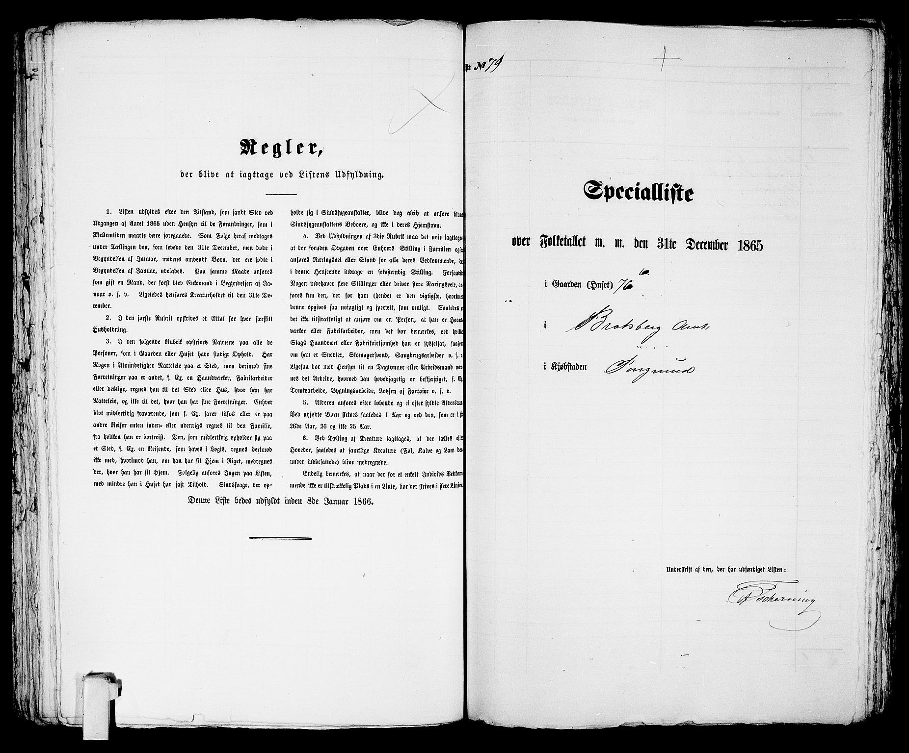 RA, 1865 census for Porsgrunn, 1865, p. 166