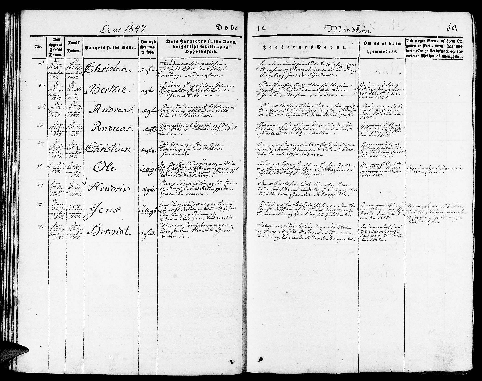 Gulen sokneprestembete, AV/SAB-A-80201/H/Haa/Haaa/L0020: Parish register (official) no. A 20, 1837-1847, p. 60