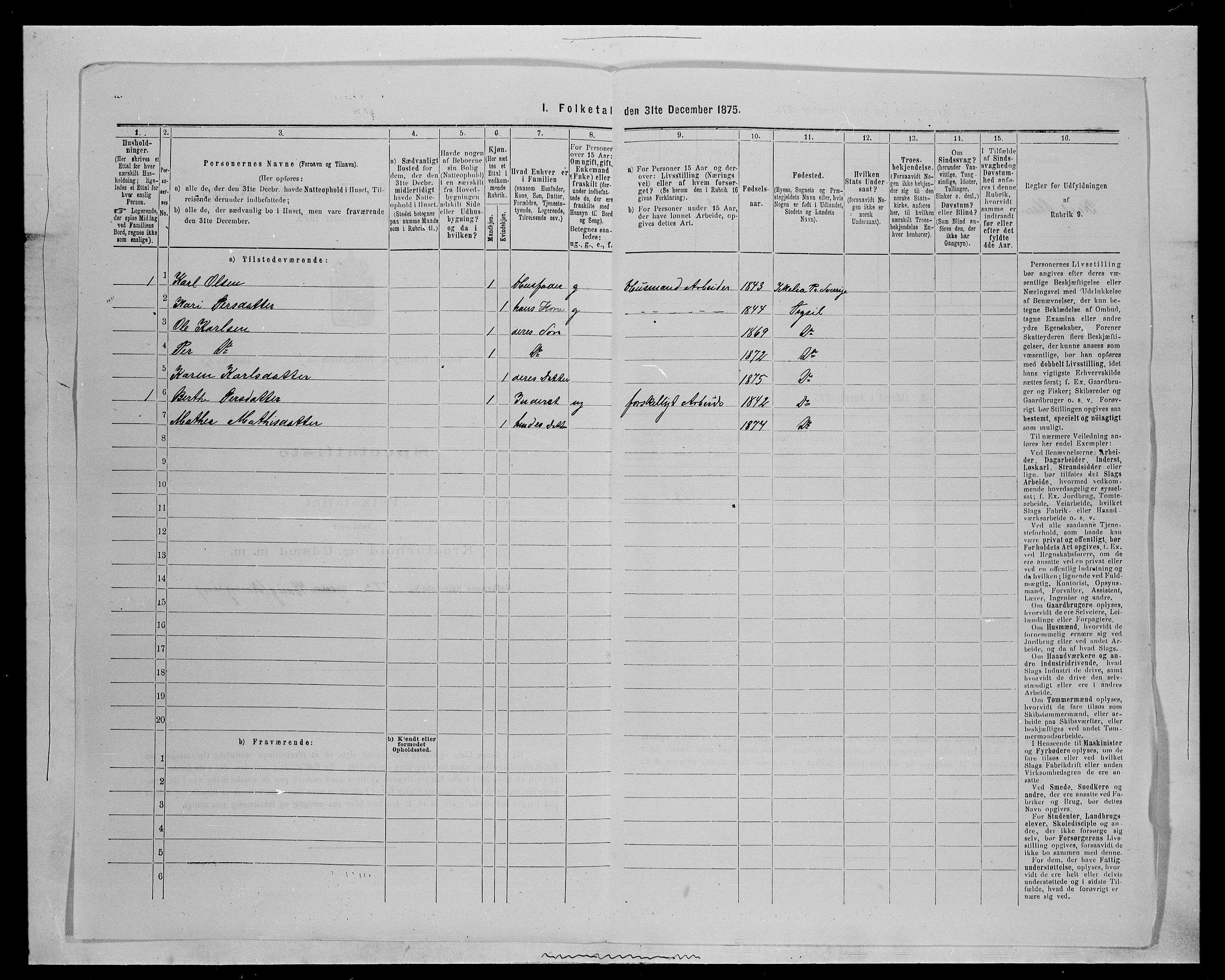 SAH, 1875 census for 0428P Trysil, 1875, p. 951