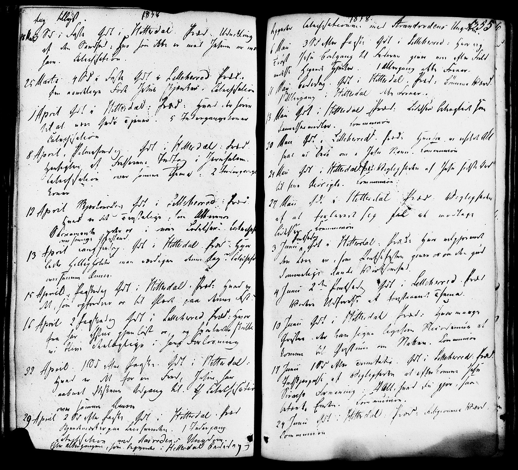 Heddal kirkebøker, SAKO/A-268/F/Fa/L0006: Parish register (official) no. I 6, 1837-1854, p. 355