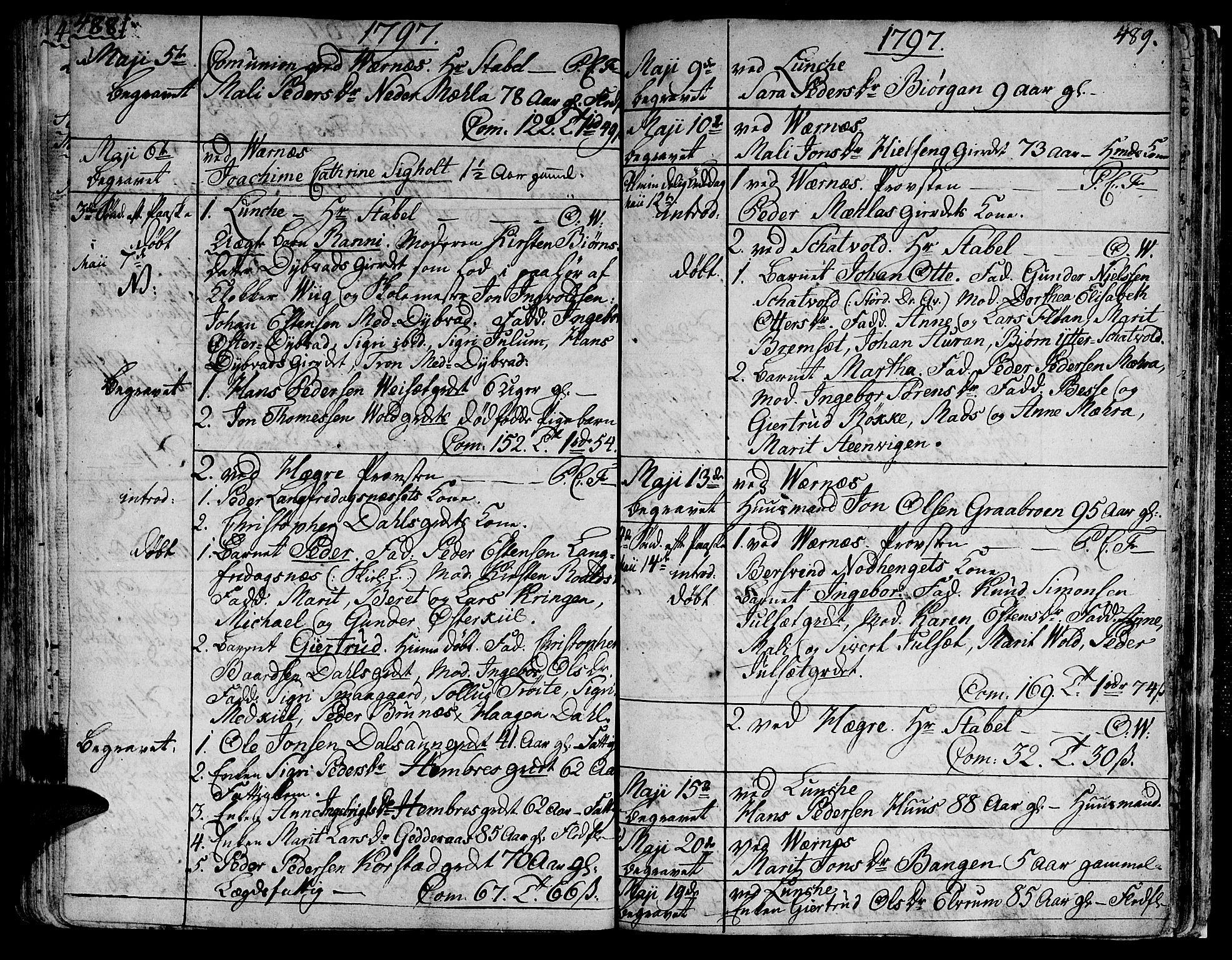 Ministerialprotokoller, klokkerbøker og fødselsregistre - Nord-Trøndelag, SAT/A-1458/709/L0059: Parish register (official) no. 709A06, 1781-1797, p. 488-489