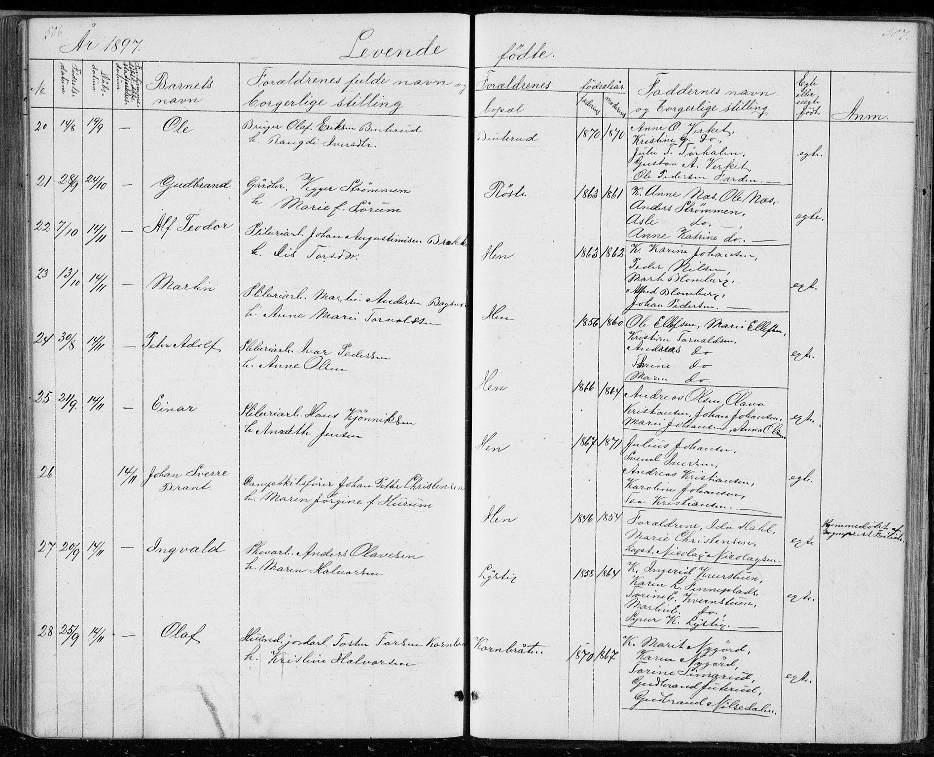 Ådal kirkebøker, AV/SAKO-A-248/G/Gc/L0001: Parish register (copy) no. III 1, 1862-1898, p. 506-507