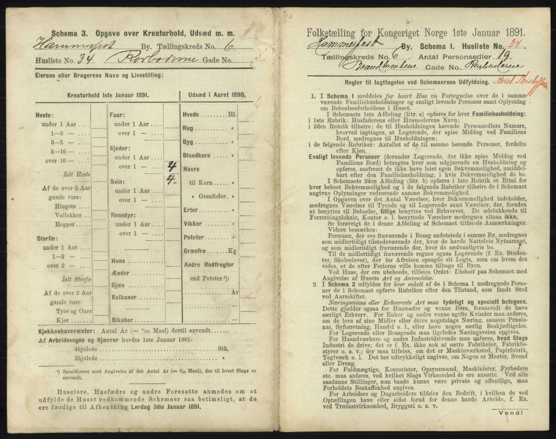 RA, 1891 census for 2001 Hammerfest, 1891, p. 1698