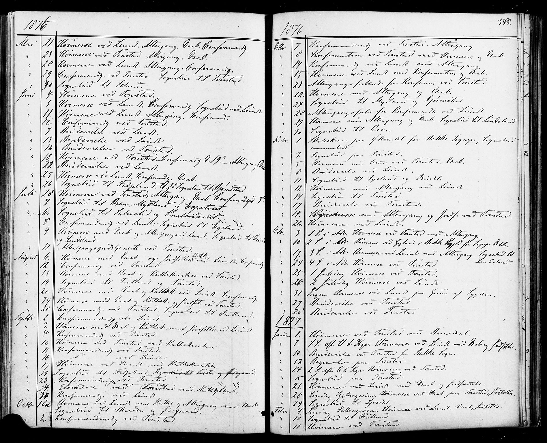 Sirdal sokneprestkontor, SAK/1111-0036/F/Fa/Fab/L0003: Parish register (official) no. A 3, 1874-1886, p. 348