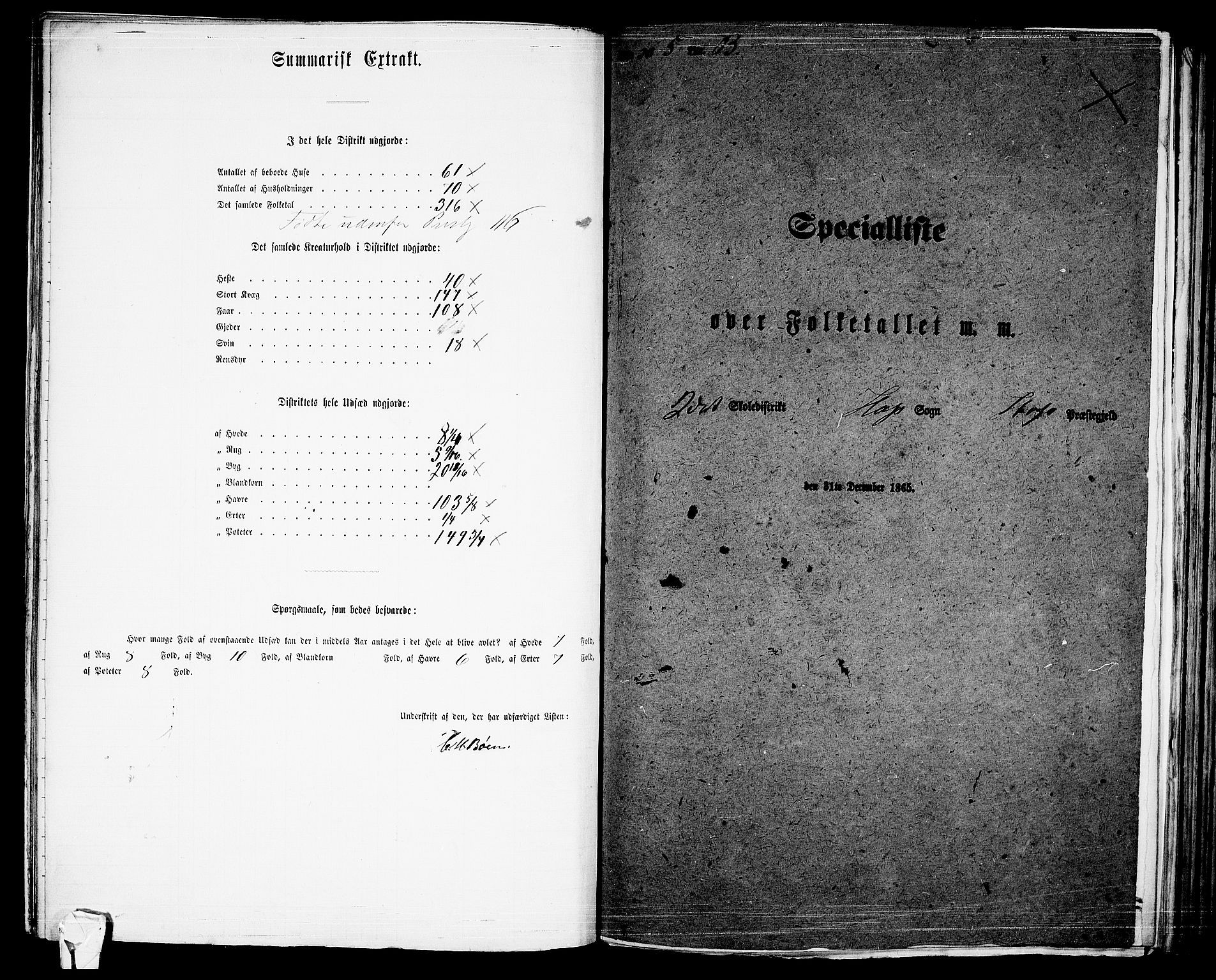 RA, 1865 census for Hof, 1865, p. 110