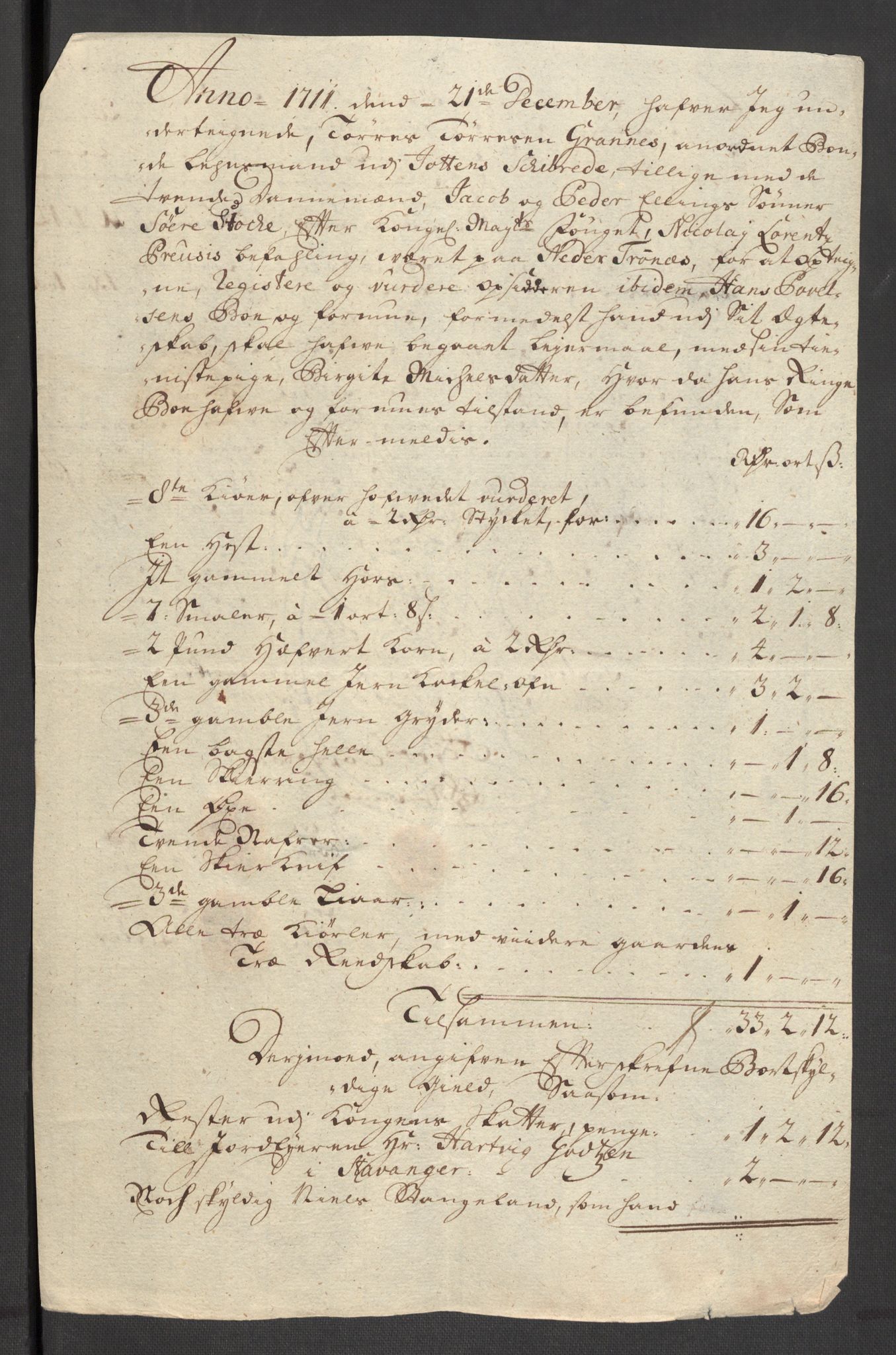 Rentekammeret inntil 1814, Reviderte regnskaper, Fogderegnskap, AV/RA-EA-4092/R46/L2735: Fogderegnskap Jæren og Dalane, 1711, p. 67