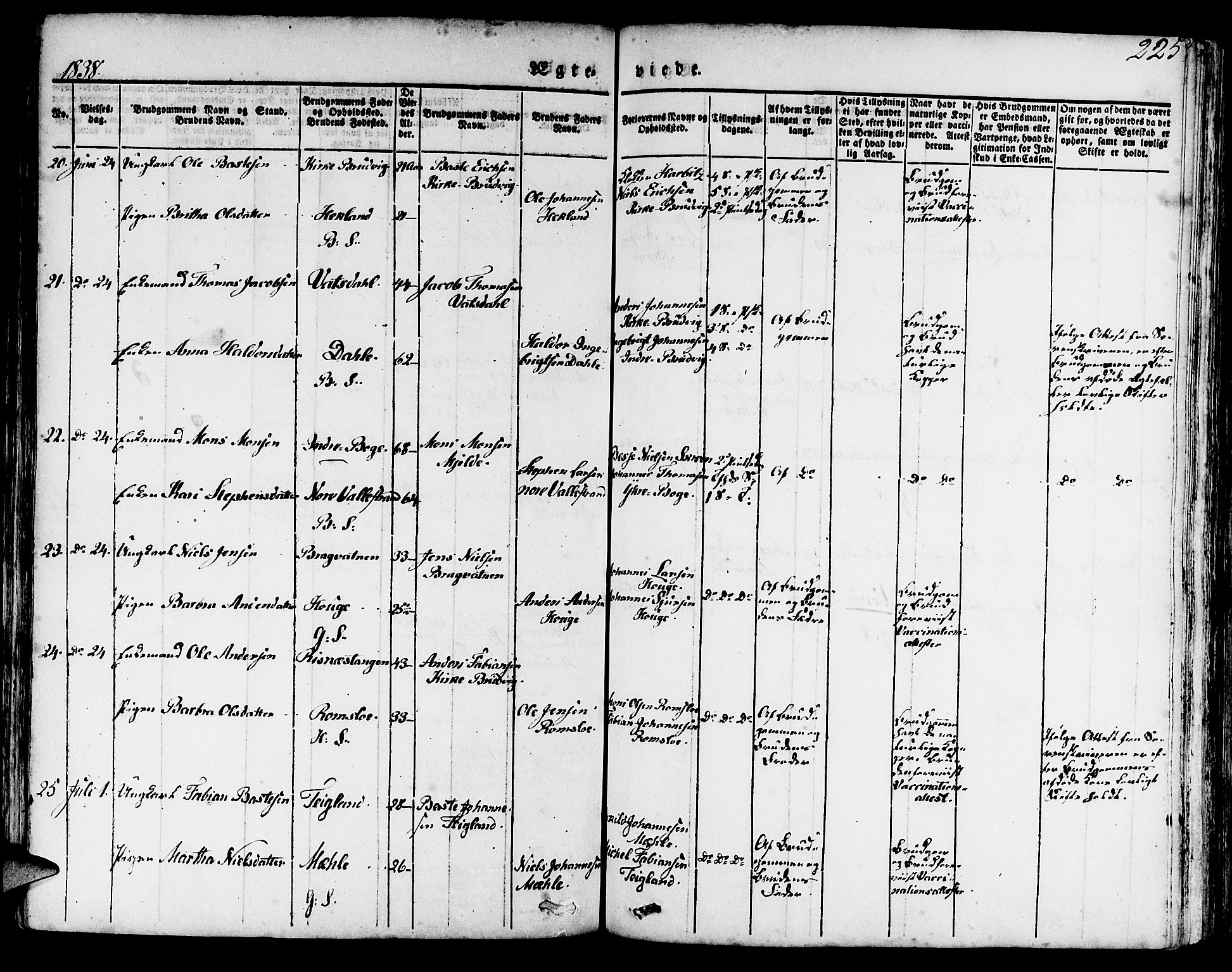 Haus sokneprestembete, AV/SAB-A-75601/H/Haa: Parish register (official) no. A 14, 1827-1838, p. 225