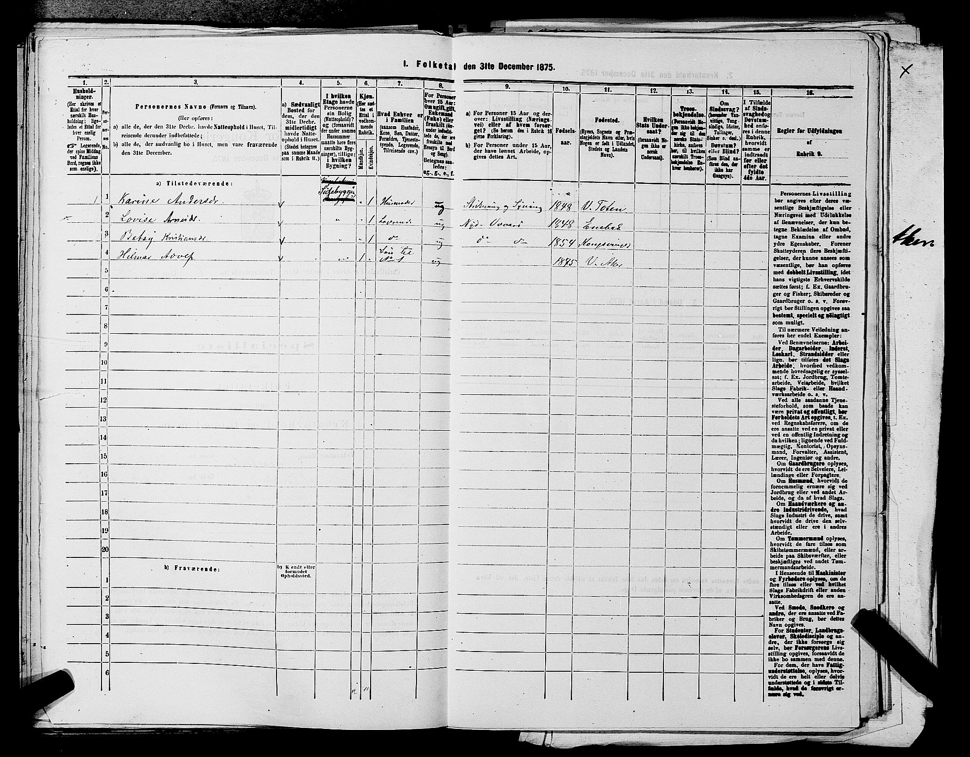 RA, 1875 census for 0218aP Vestre Aker, 1875, p. 1495