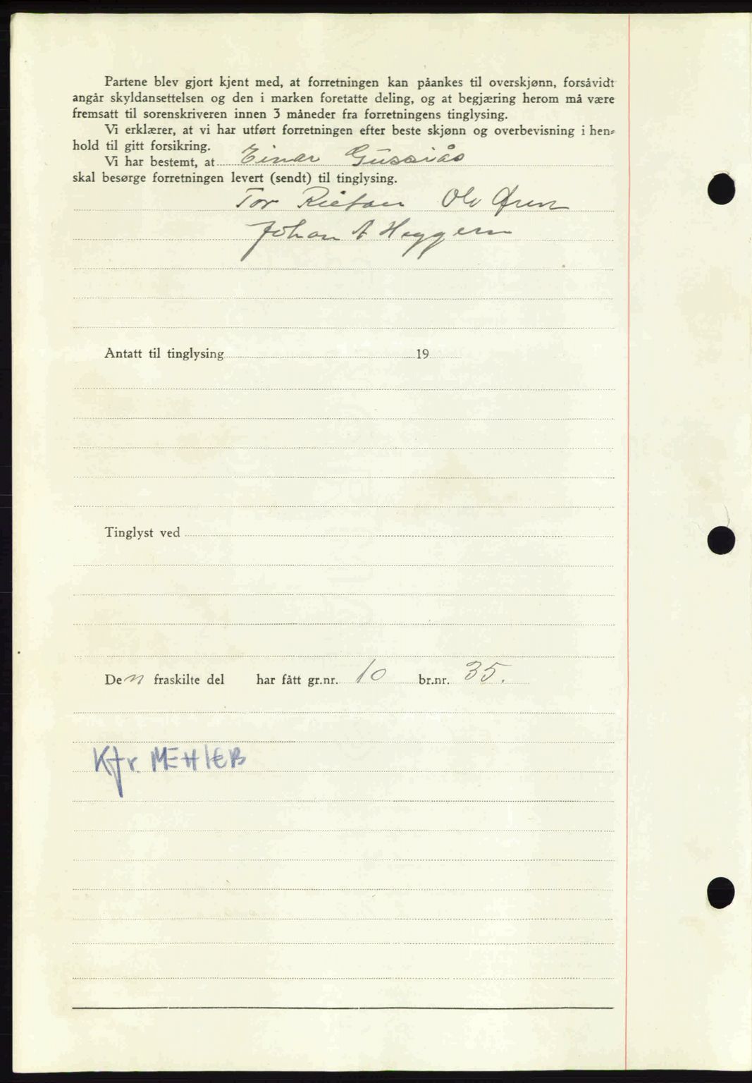 Nordmøre sorenskriveri, AV/SAT-A-4132/1/2/2Ca: Mortgage book no. A91, 1941-1942, Diary no: : 1841/1941