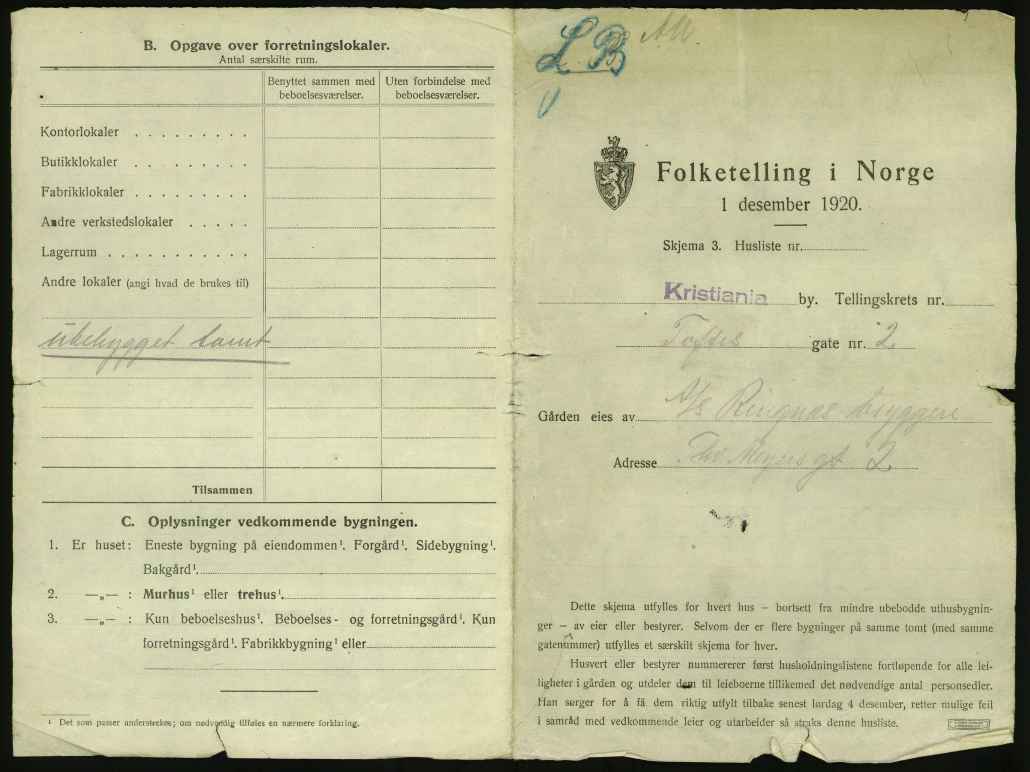 SAO, 1920 census for Kristiania, 1920, p. 113915