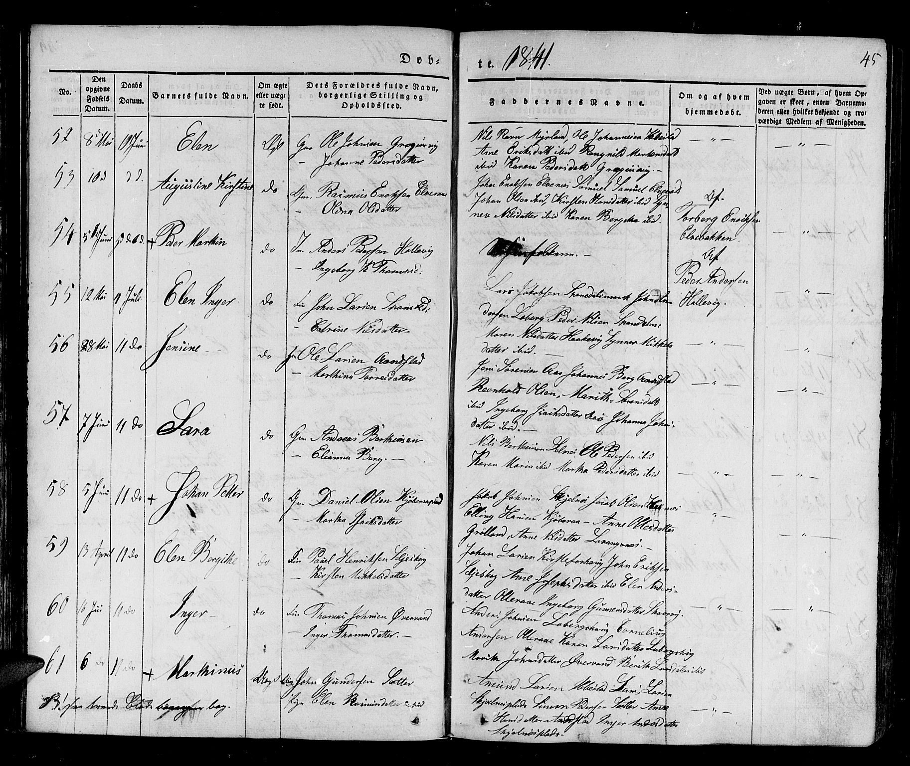 Ibestad sokneprestembete, SATØ/S-0077/H/Ha/Haa/L0006kirke: Parish register (official) no. 6, 1837-1850, p. 45