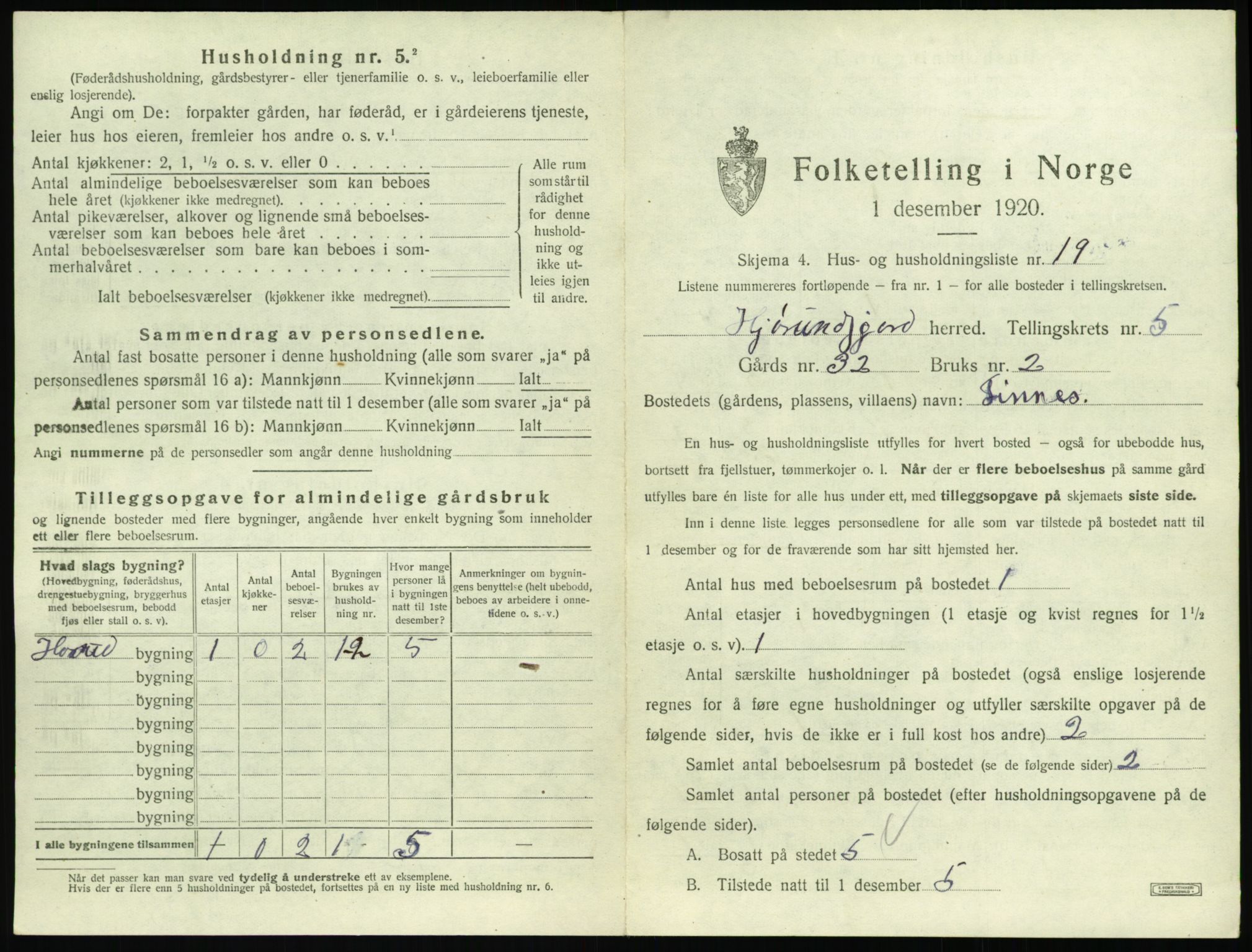 SAT, 1920 census for Hjørundfjord, 1920, p. 261