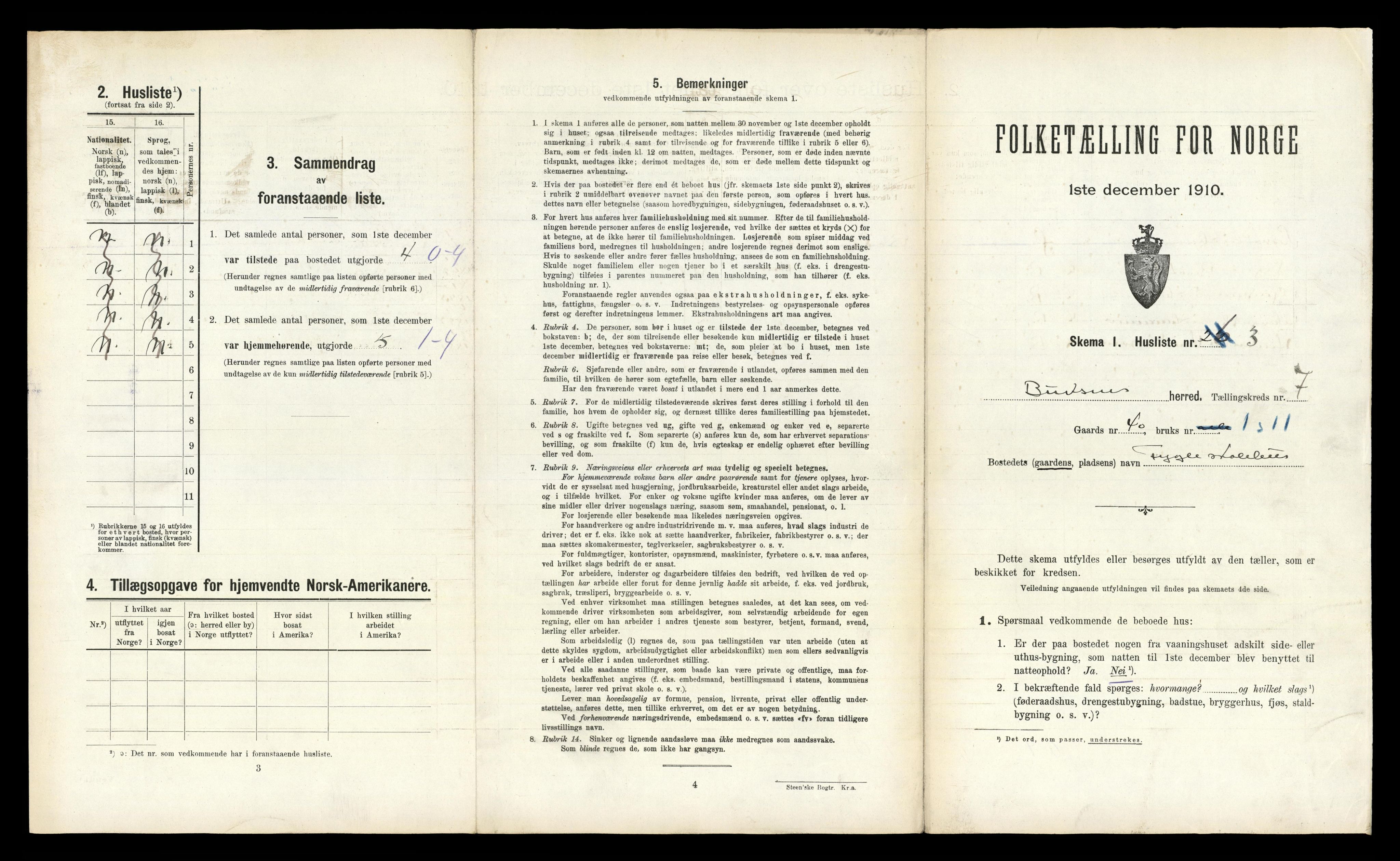 RA, 1910 census for Buksnes, 1910, p. 1000