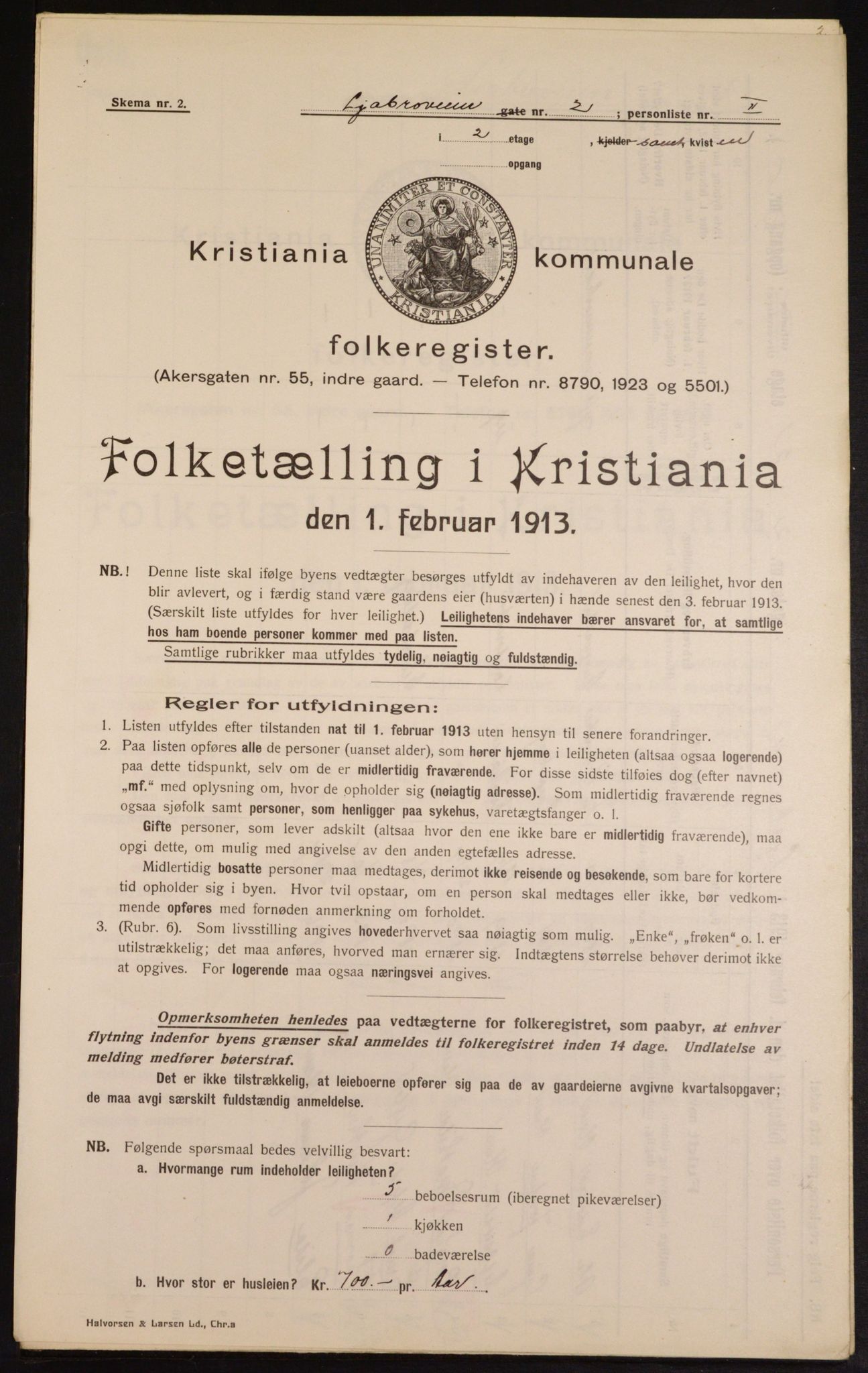 OBA, Municipal Census 1913 for Kristiania, 1913, p. 57562