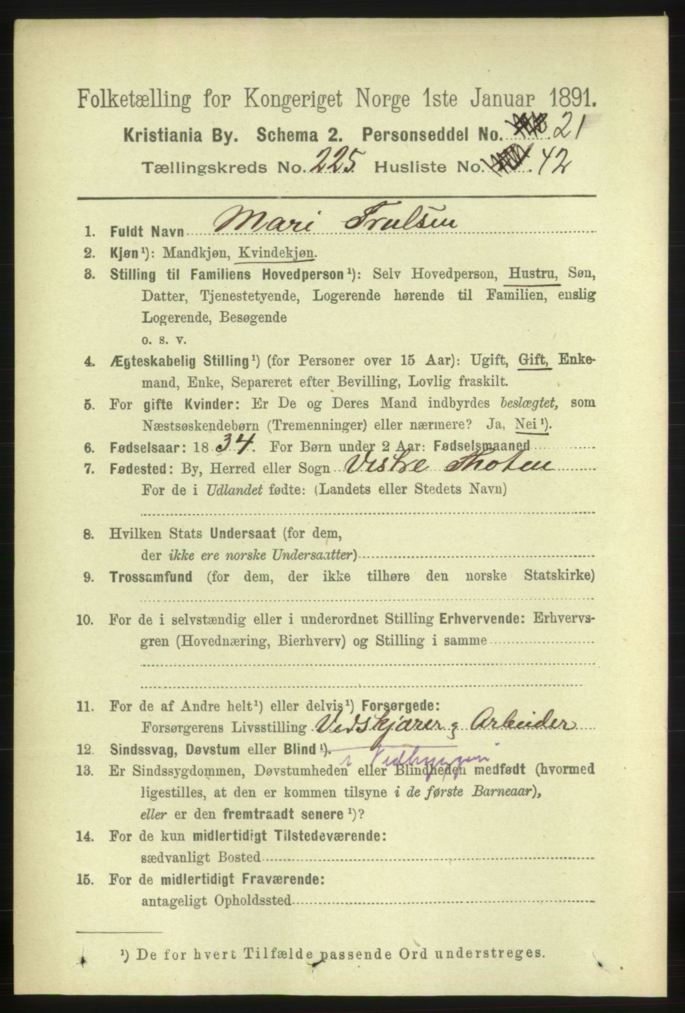 RA, 1891 census for 0301 Kristiania, 1891, p. 137365