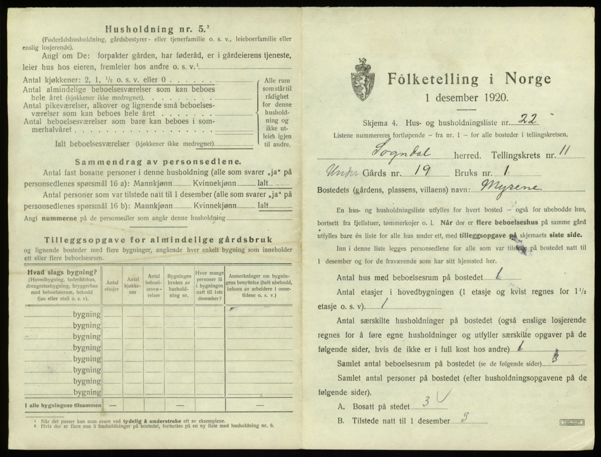 SAB, 1920 census for Sogndal, 1920, p. 715