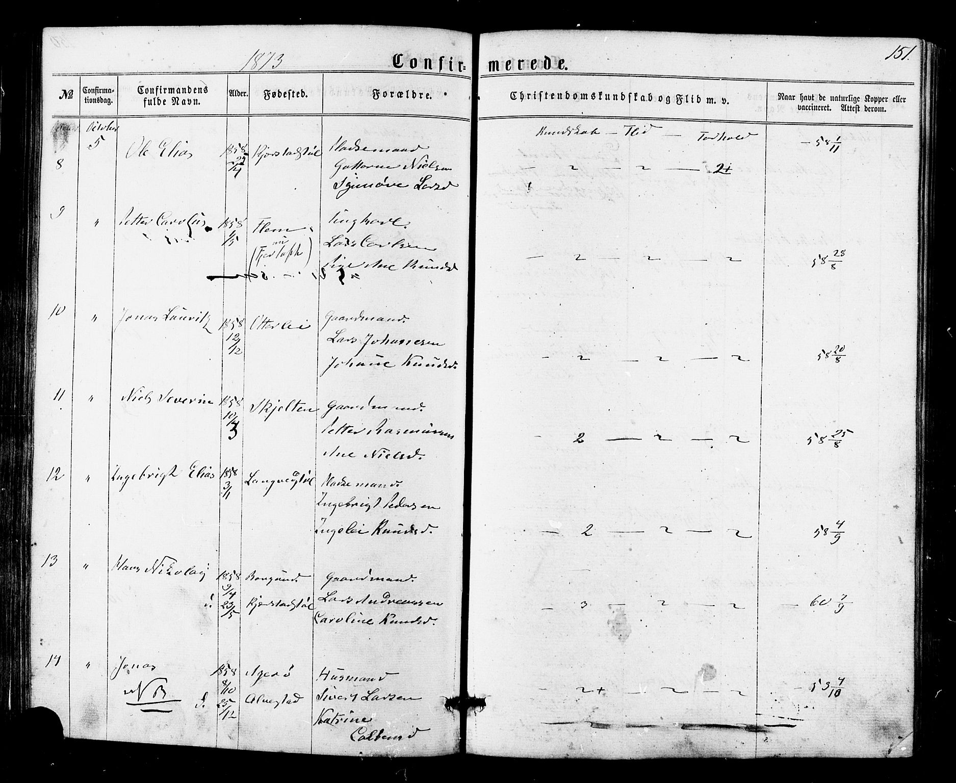 Ministerialprotokoller, klokkerbøker og fødselsregistre - Møre og Romsdal, SAT/A-1454/536/L0498: Parish register (official) no. 536A07, 1862-1875, p. 151