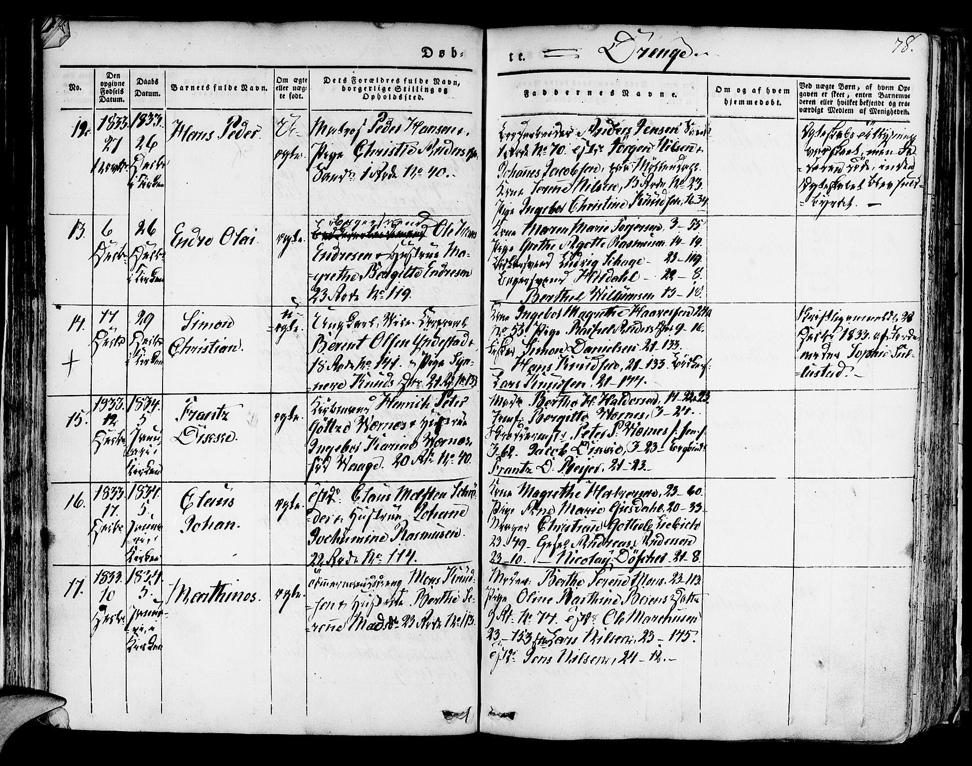 Korskirken sokneprestembete, AV/SAB-A-76101/H/Hab: Parish register (copy) no. A 5I, 1831-1844, p. 78