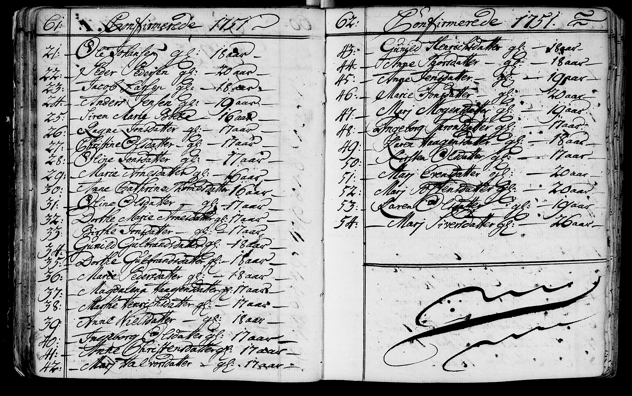 Lier kirkebøker, SAKO/A-230/F/Fa/L0004: Parish register (official) no. I 4, 1749-1764, p. 61-62